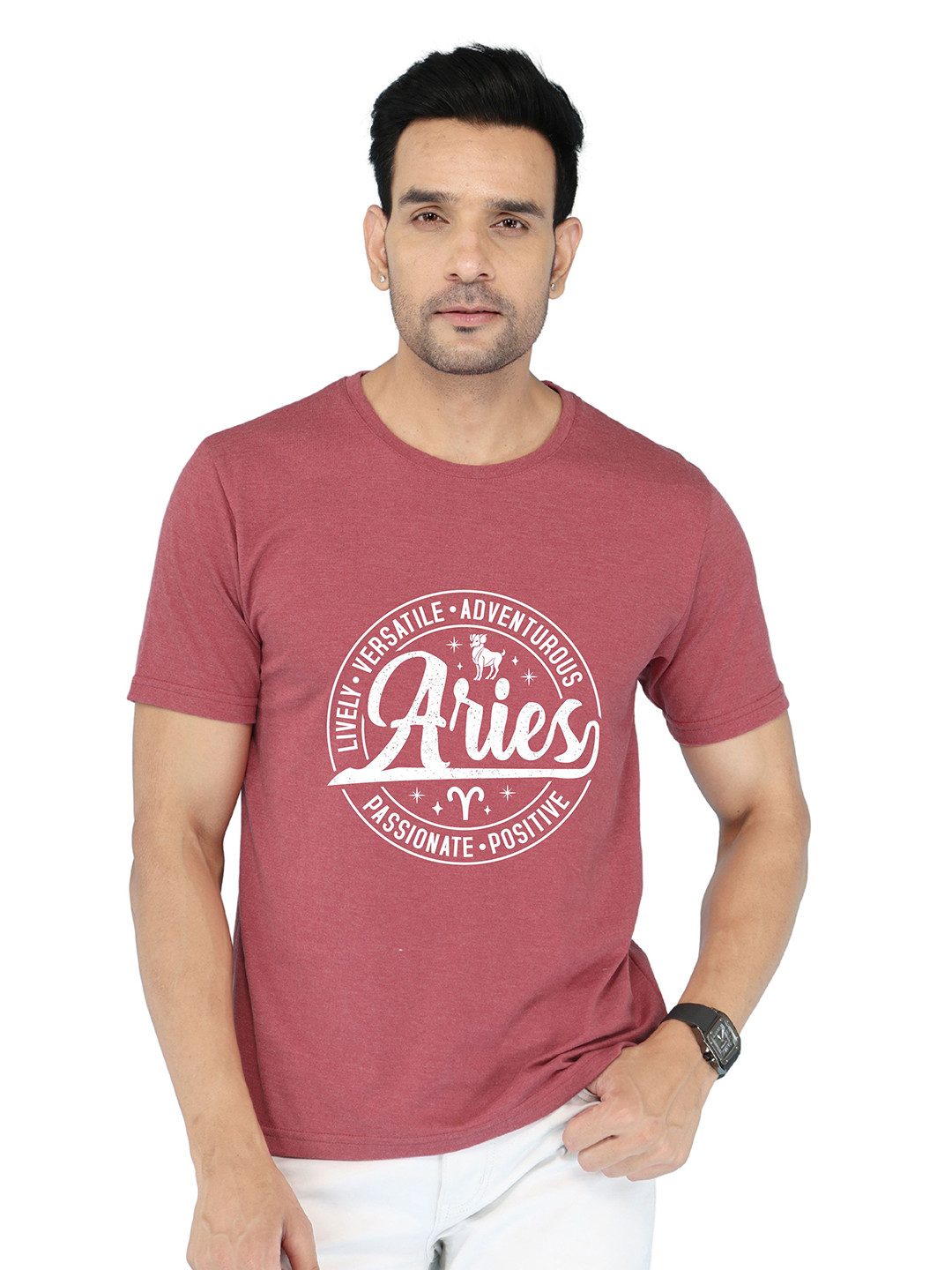 NOBLE HUSTLE Typography Printed Short Sleeves Cotton T-shirt