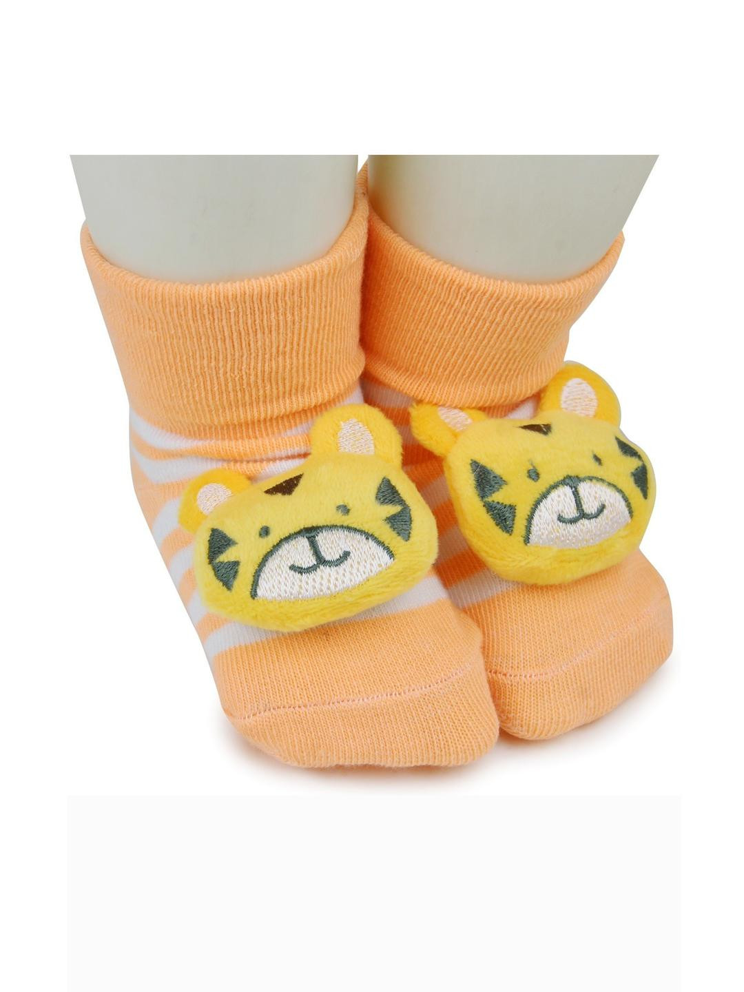 Baby Bloom Baby Boys & Girls 0 To 2 Years 1 Pair Cotton Tiger Face Ankle Socks/ Booties