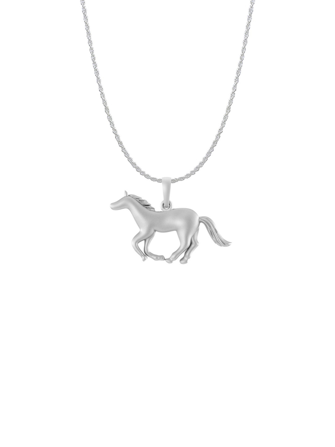 AKSHAT SAPPHIRE 92.5 Sterling Silver Horse Shaped Pendant with Rope Chain