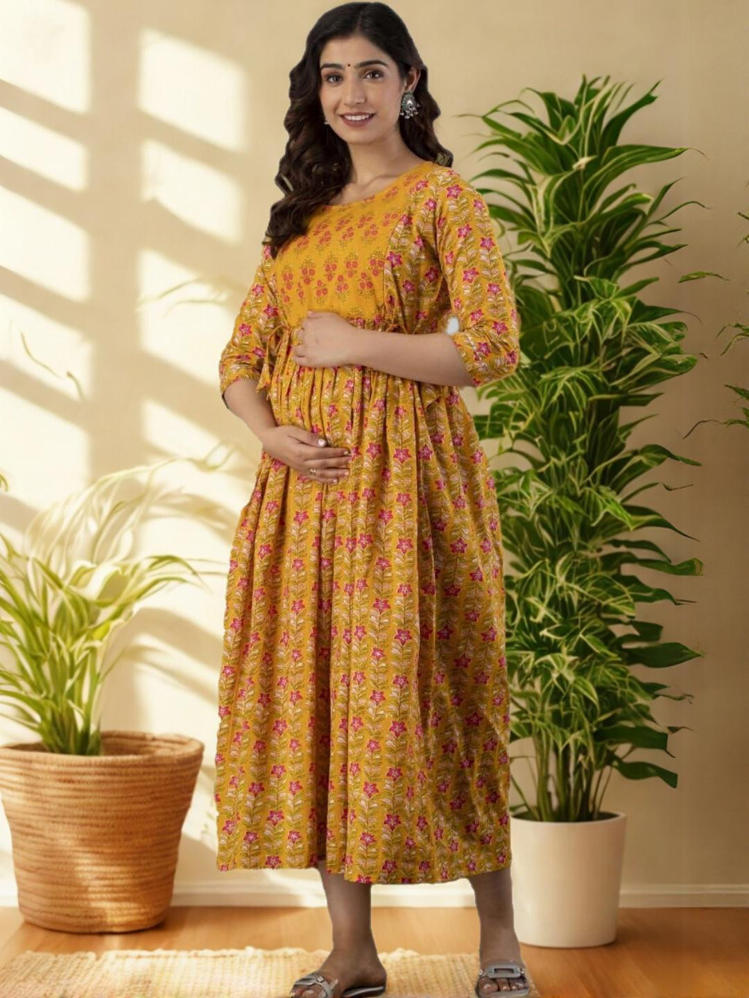 Women's Plus Size Maternity Printed Kurta
