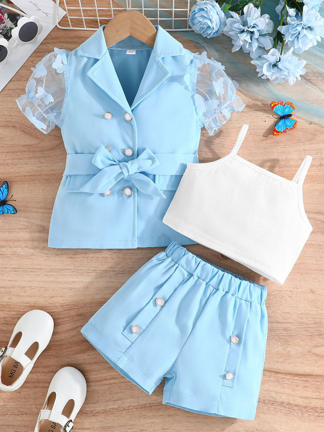 StyleCast x Revolte Girls Top With Shorts And Blazer