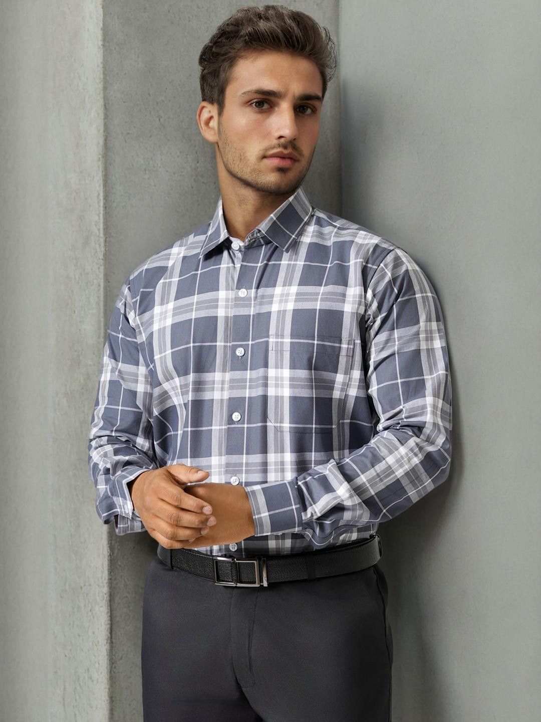 Haute Tissue Windsor Checks Full Sleeves Formal Shirt