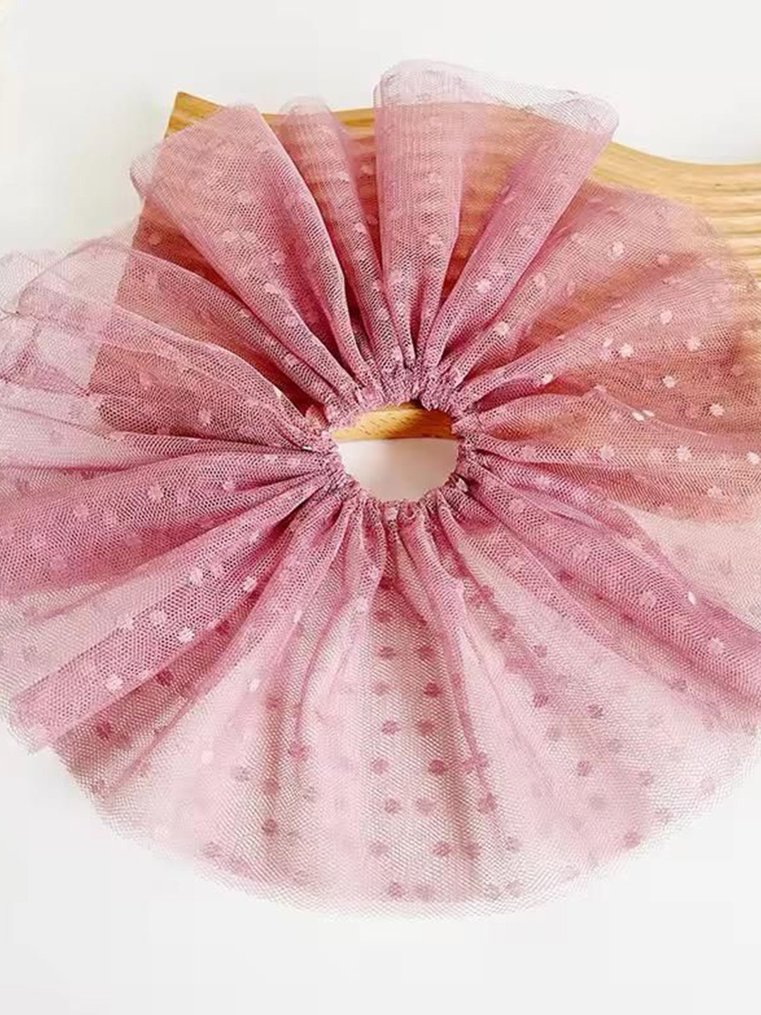 Radhya Accessories Women Polka Dot Mesh Hair Puff Scrunchies