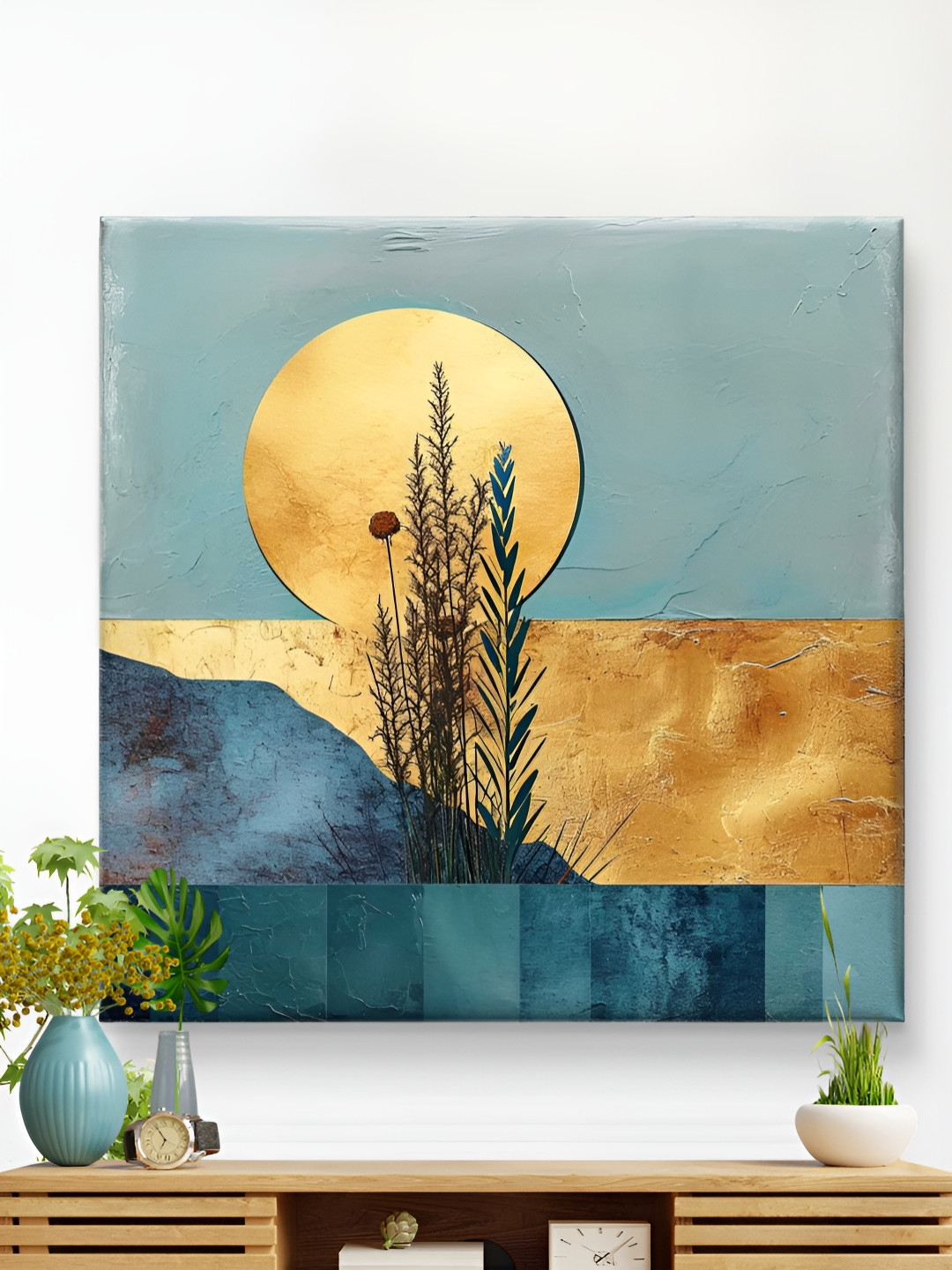 SAF Blue & Beige 1 Piece Canvas Other Wall Paintings
