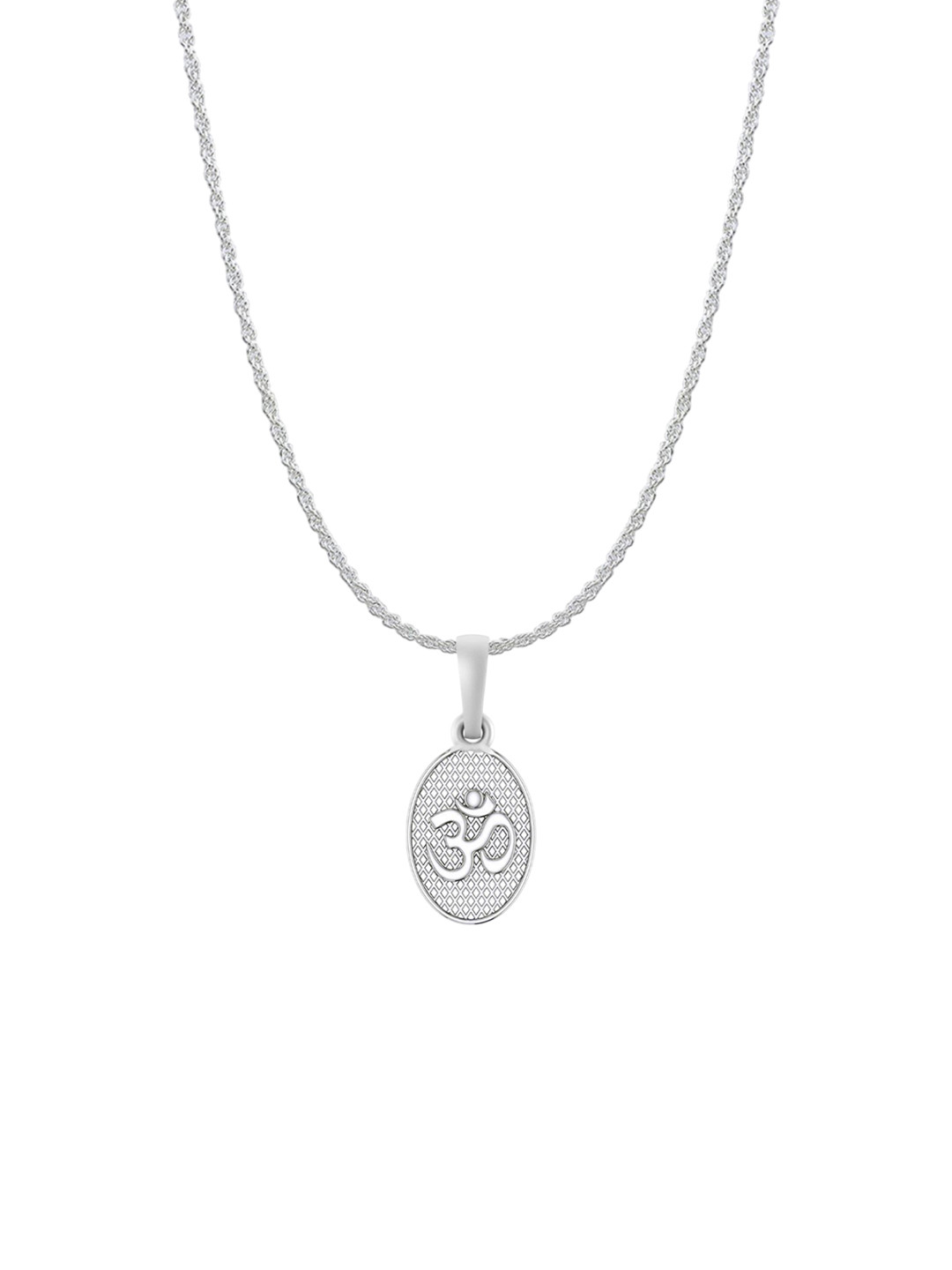 AKSHAT SAPPHIRE 92.5 Sterling Silver OM Oval Pendant with Rope Chain