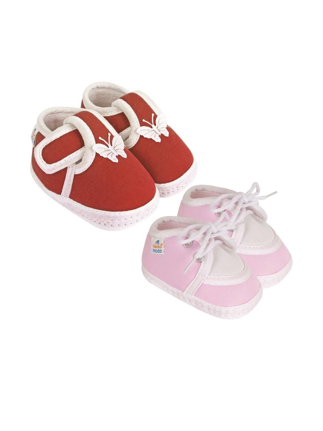NESKA MODA 0 To 6 Months Newborn Baby Boy & Baby Girls 2 Pair Cotton Skin-Friendly Baby Booties