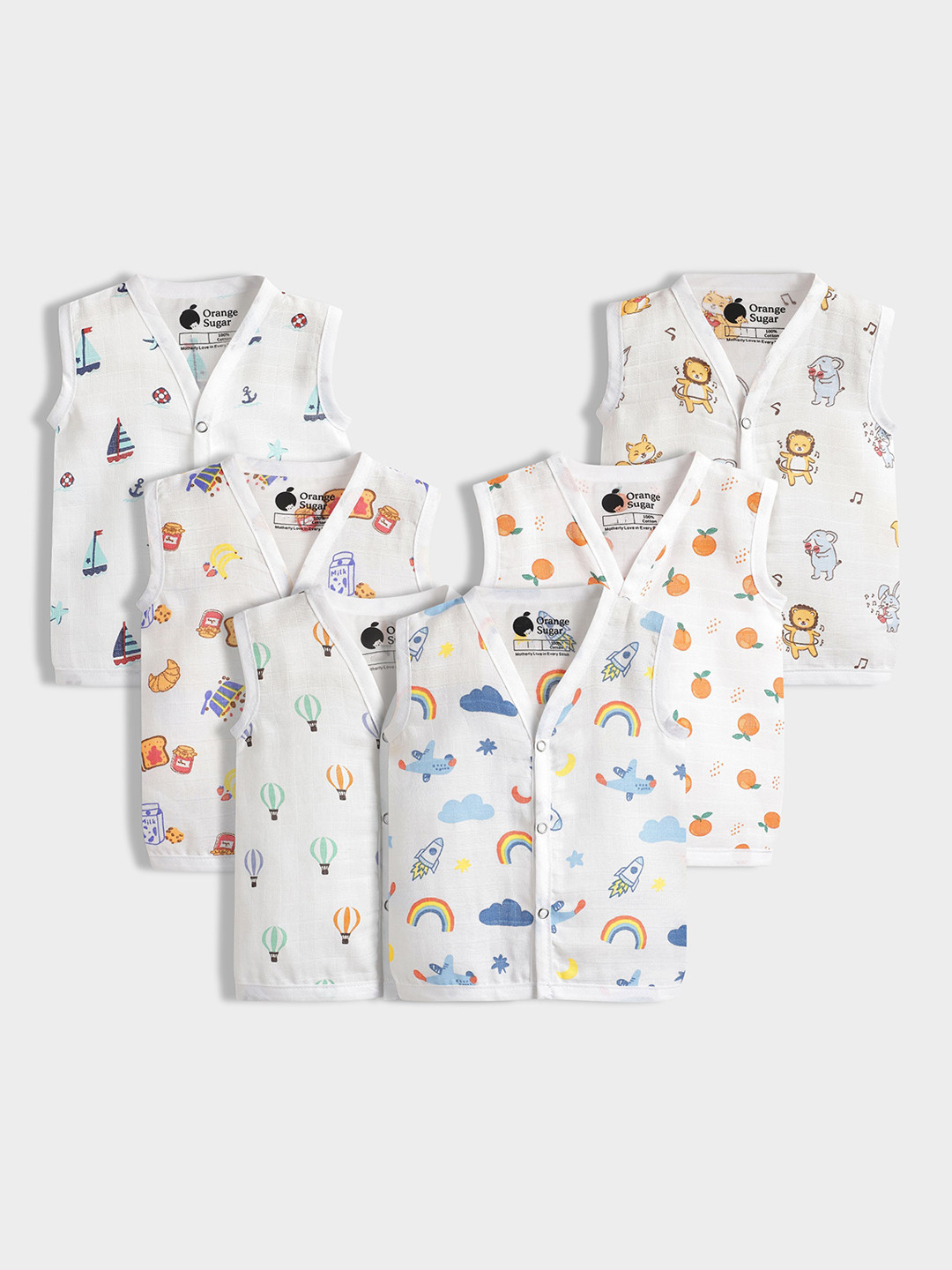 Orange Sugar Infant Pack Of 6 Printed Jhablas MJ_JJG_YB_SSF_SOG_BRD_LS_0-3M