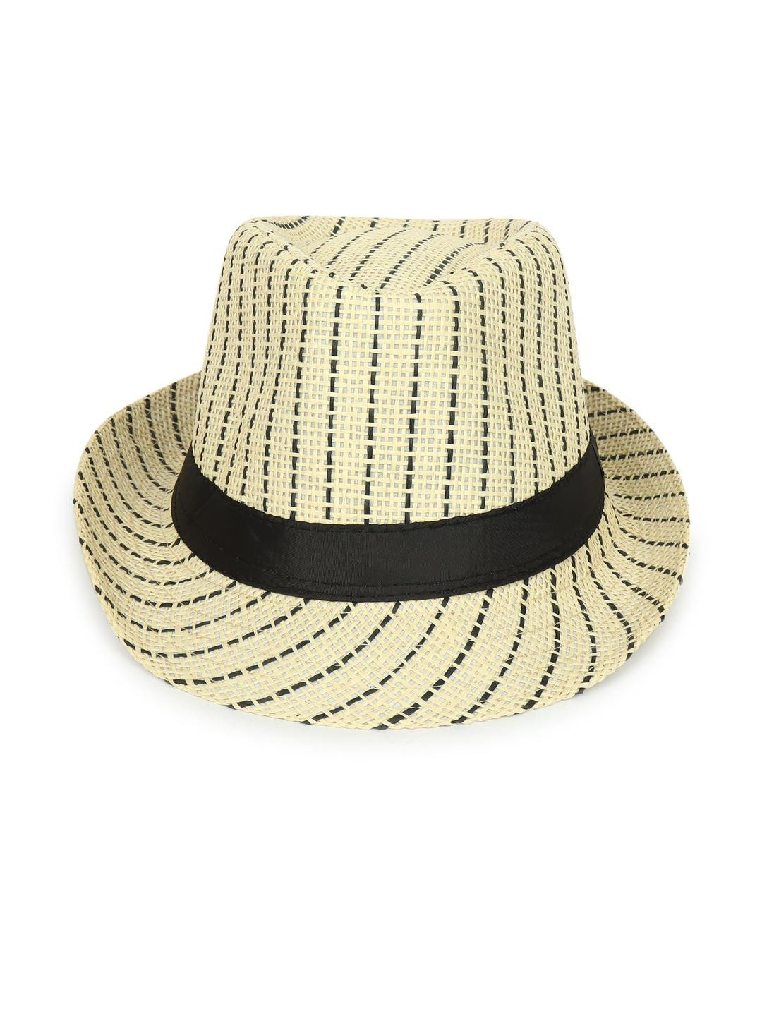 Zacharias Men Paper Jute Fabric Striped Fedora Hat