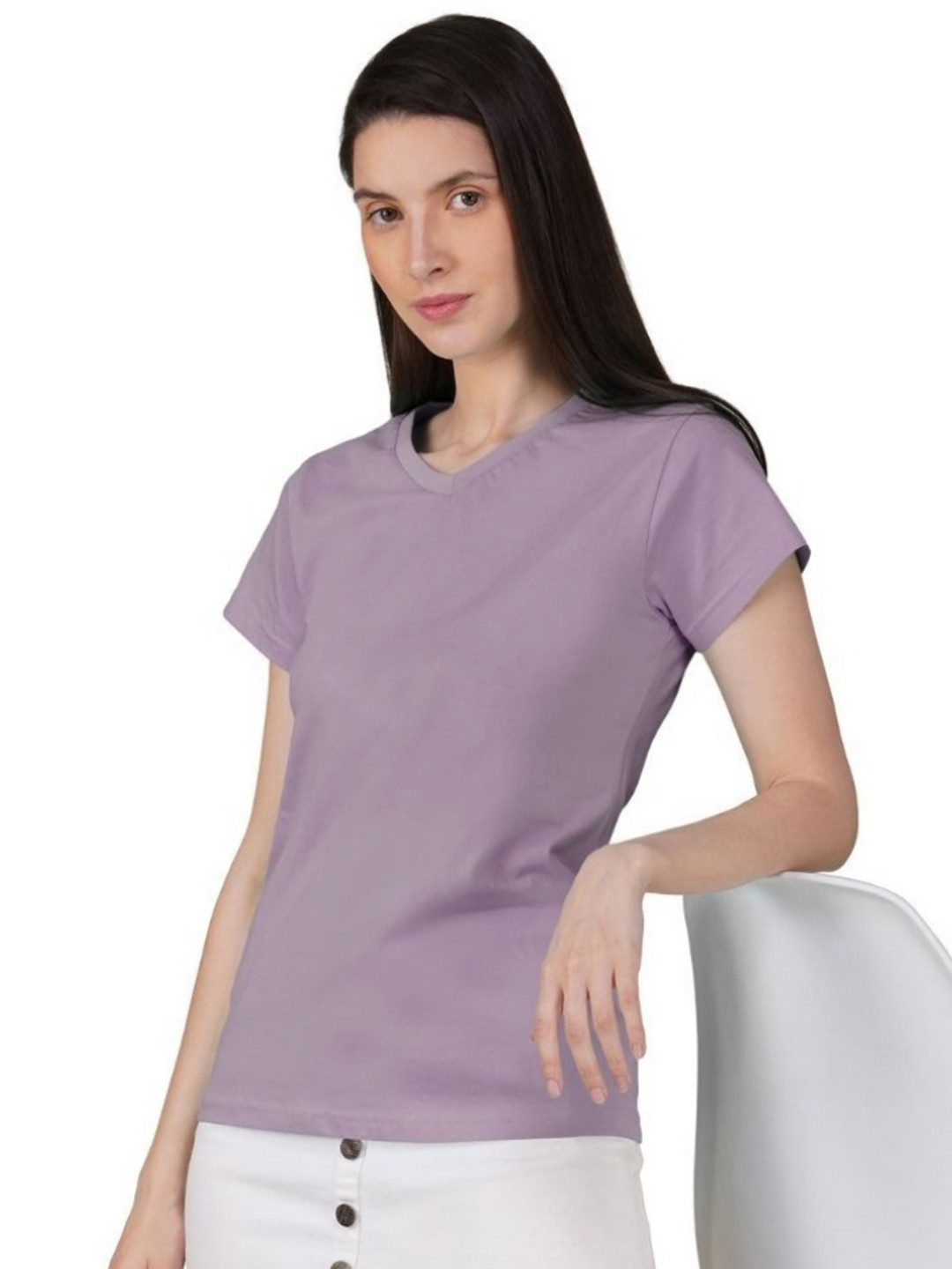 30 Looks V-Neck Short Sleeves Cotton T-shirt