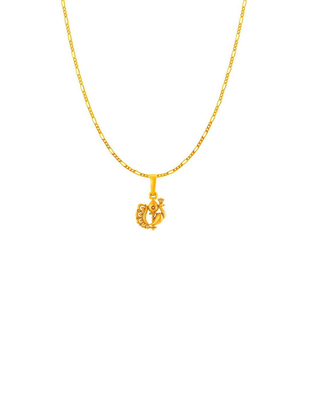 AKSHAT SAPPHIRE 925 Sterling Silver 22KtGold-Plated Kartikeya Pendant With Figaro Chain