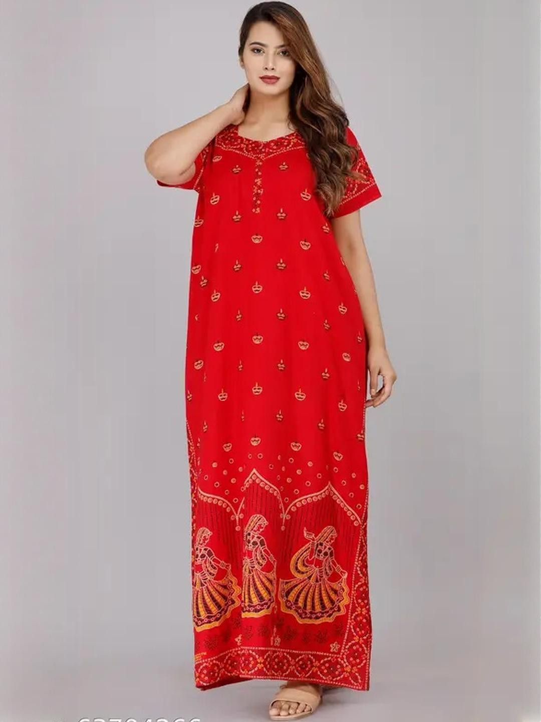 Pure Cotton Nighty Nightrdess Maxi Gown