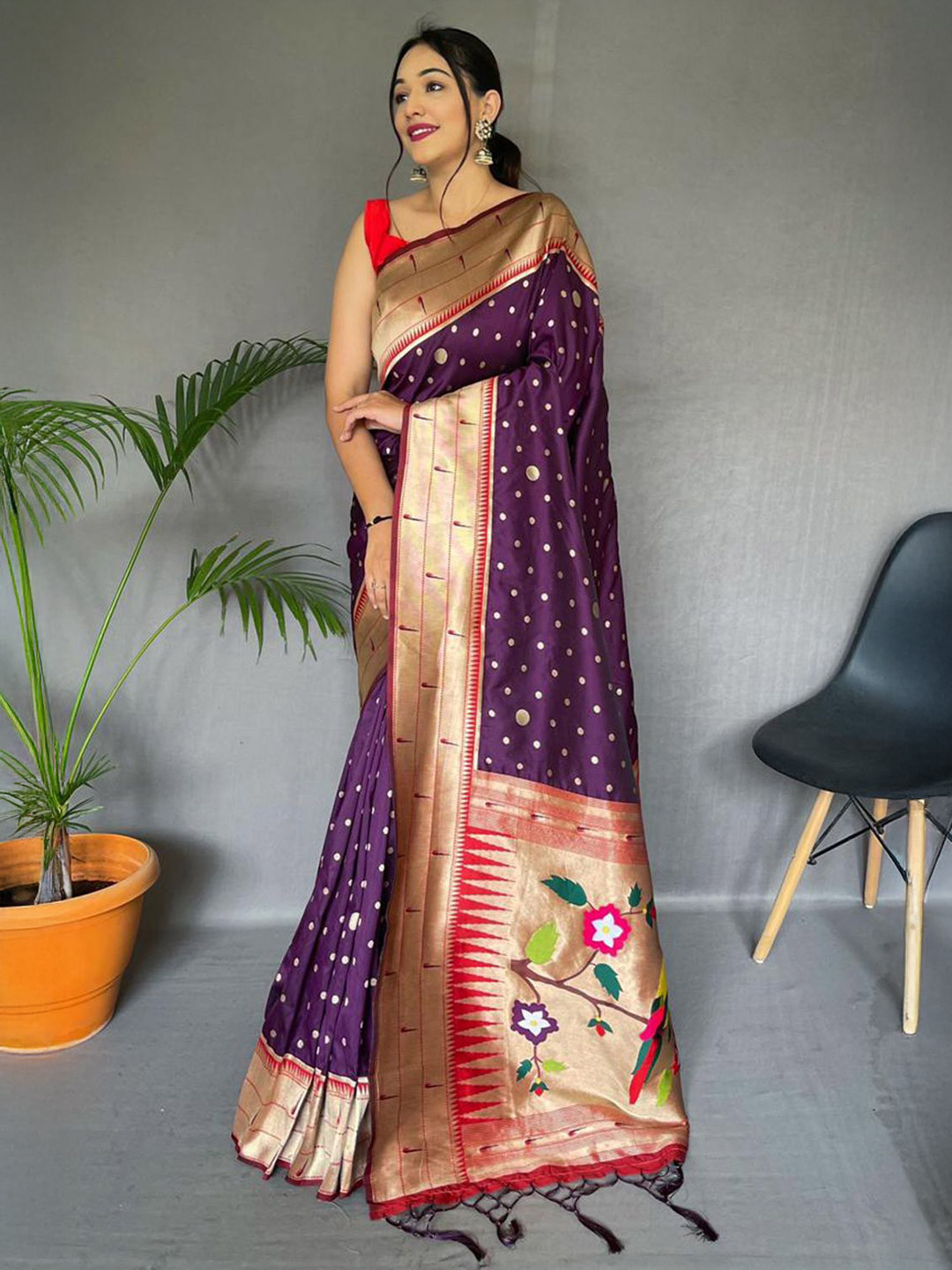 DEVATITHI Violet Paithani Saree