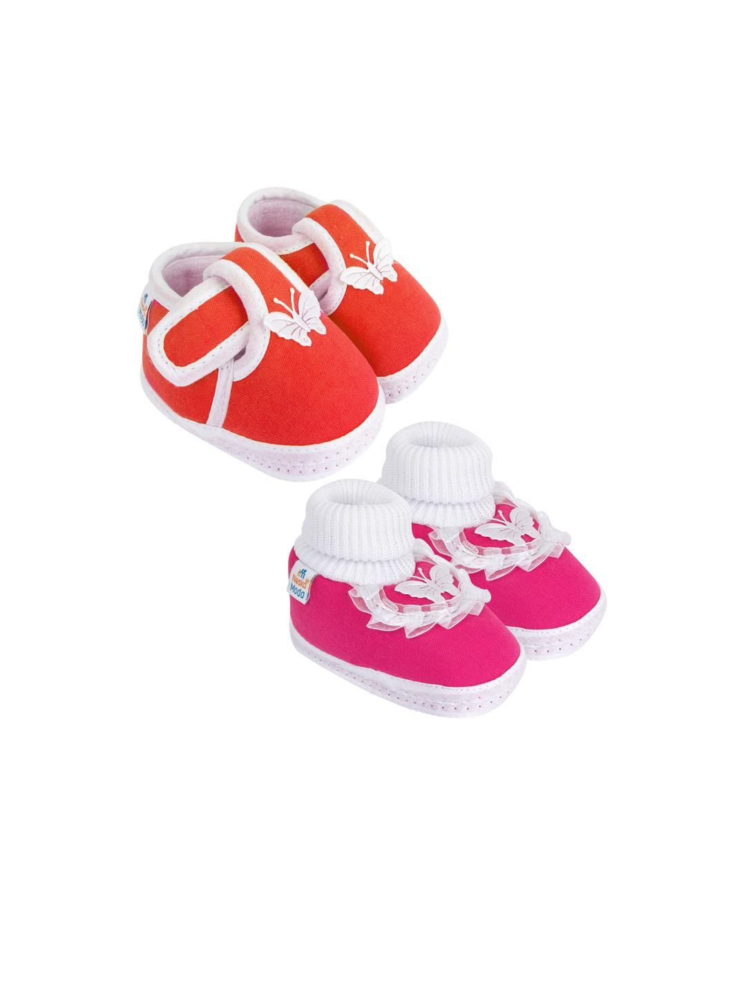 NESKA MODA Newborn 3 To 12 Month Cotton Baby Booty 2 Pair SkinFriendly Soft Frill Butterfly Booties