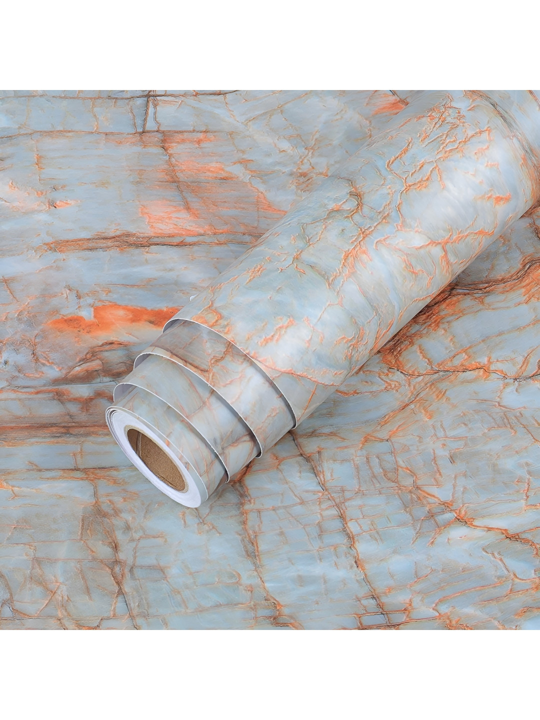 Jaamso Royals Grey & Orange Coloured Marble Design Self-Adhesive & Removable Wall Sticker