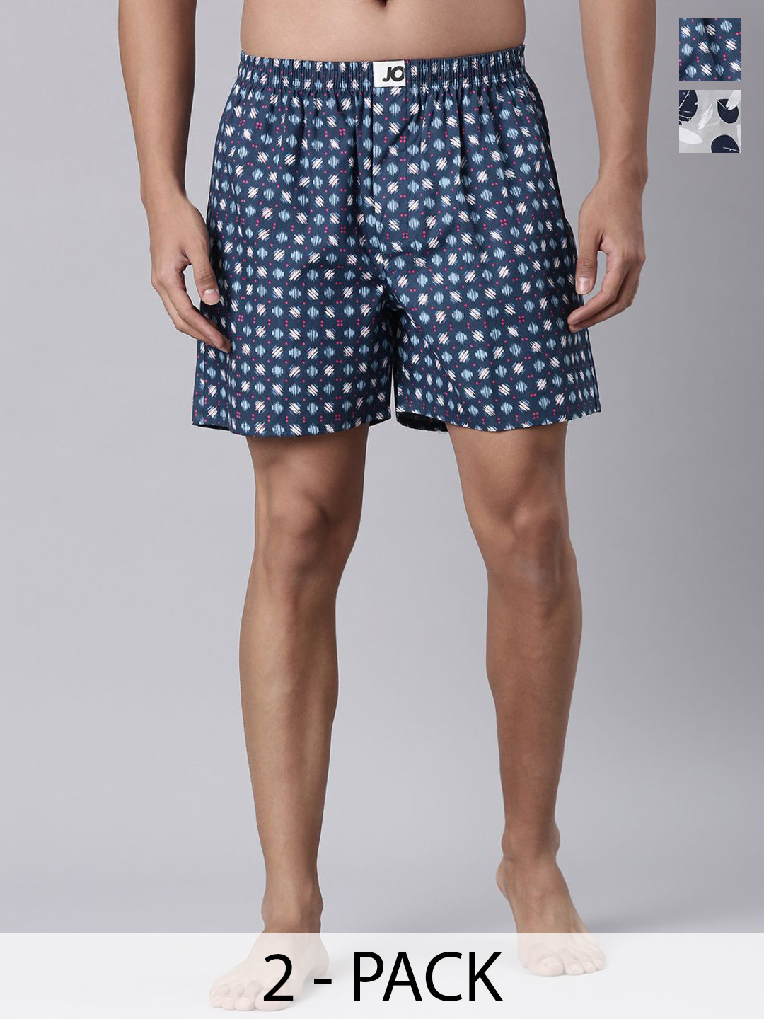 Joven Pack Of 2 Printed Pure Cotton Side Pocket Boxers 25JB2P-GLNG