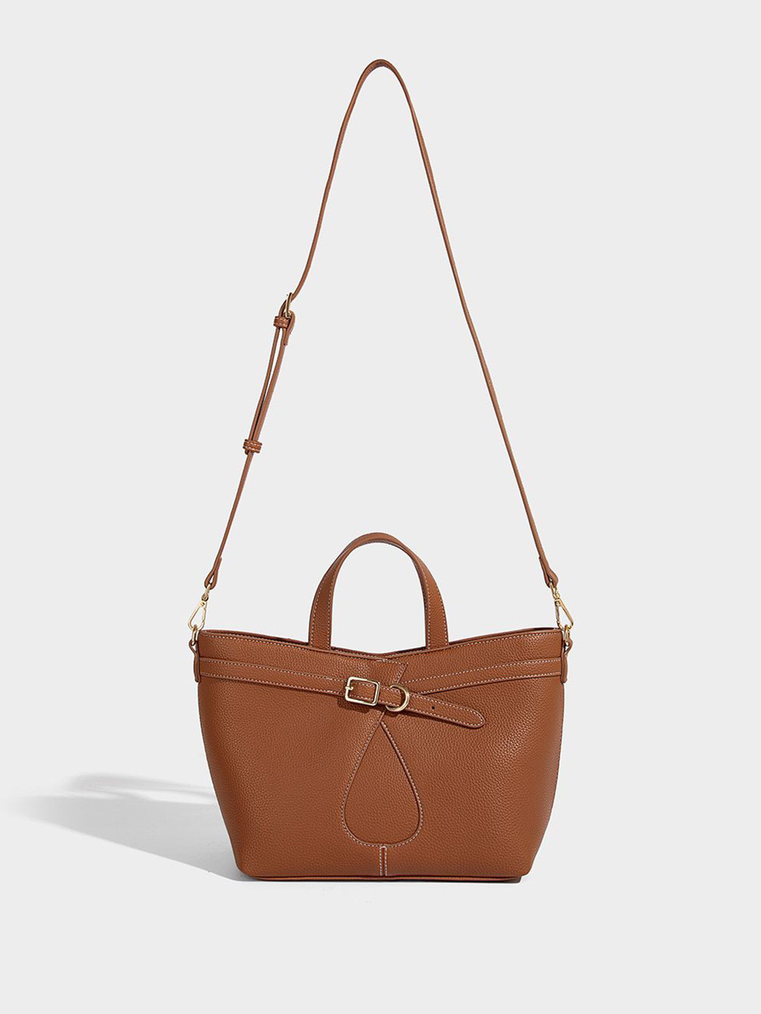 RAVE Textured Buckle Detail Structured Shoulder Bag