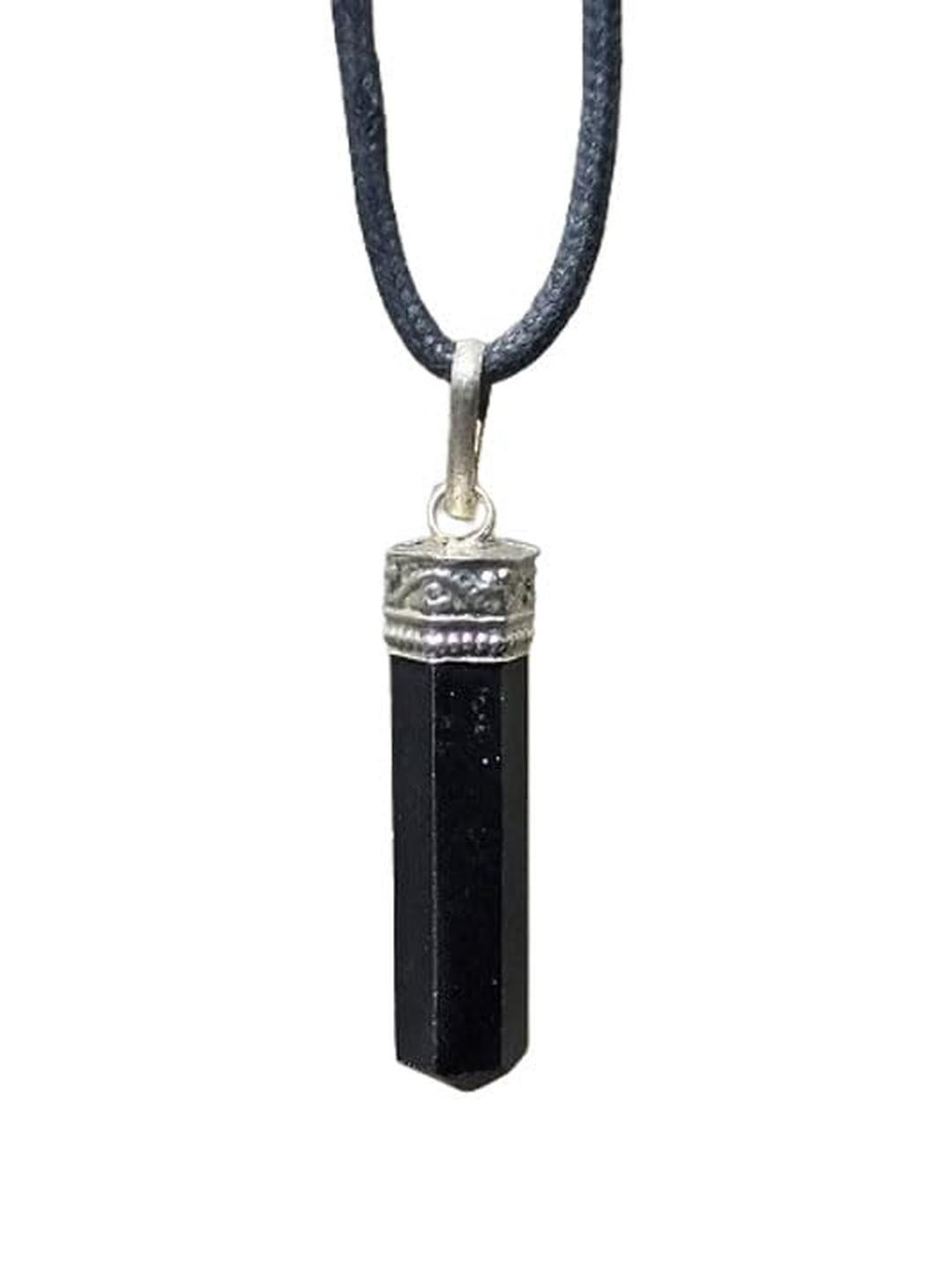 Aldomin Natural Black Agate Pencil Pendant