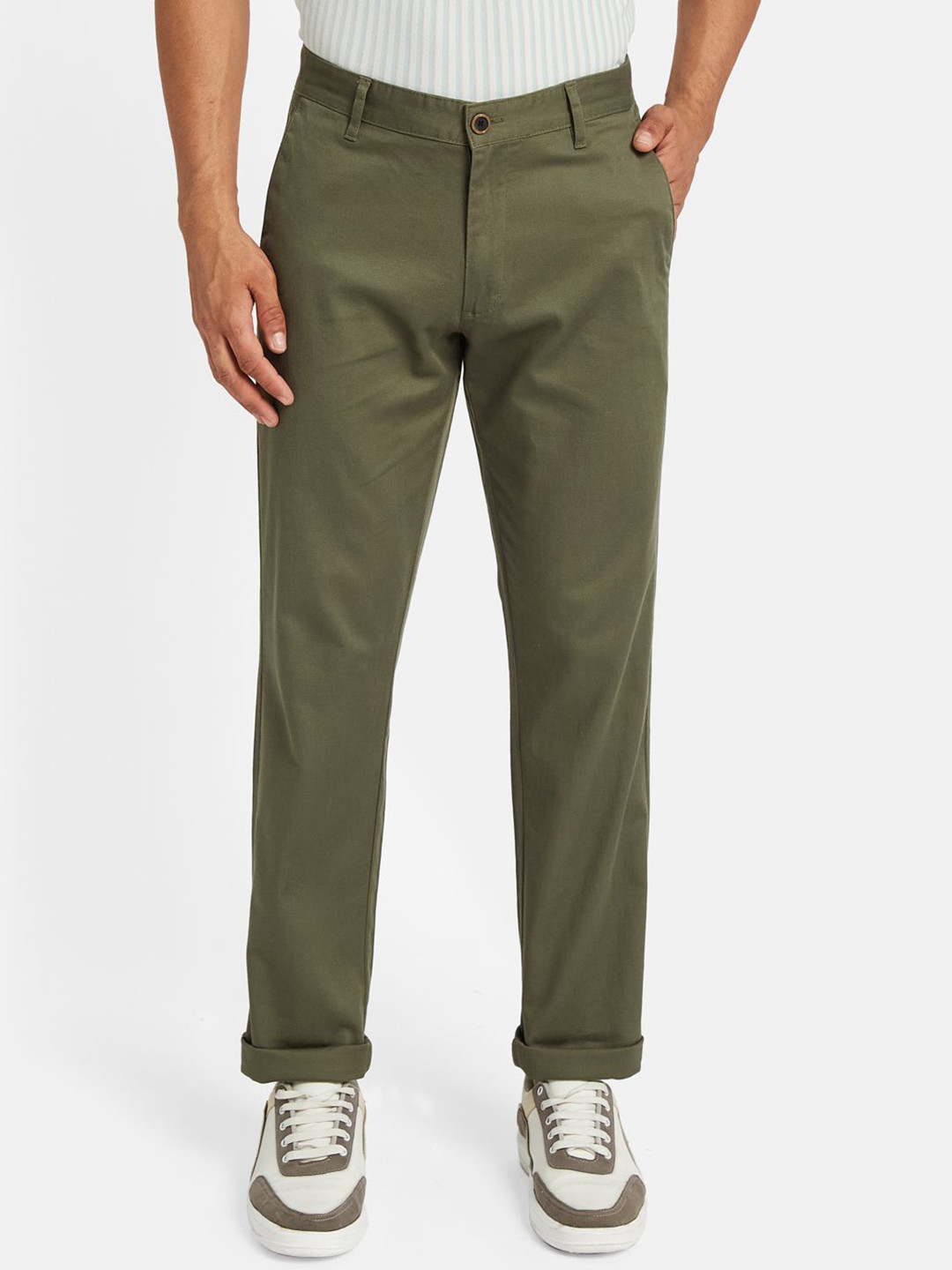 Octave MenCotton Regular Fit Mid-Rise Chinos Trousers