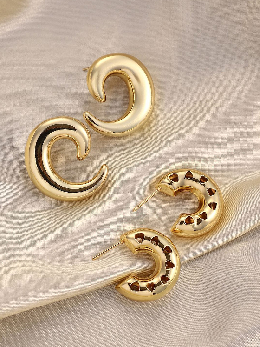 SOHI Set Of 2 Gold-Plated Lum Hoop Contemporary Drop Earrings