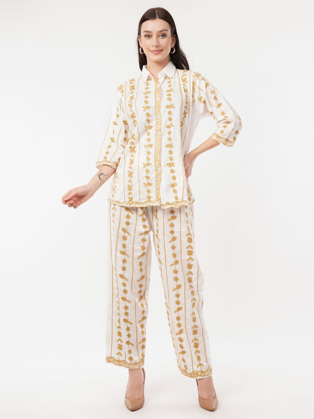 HIGH BUY Embroidered Shirt & Trousers Co-Ords