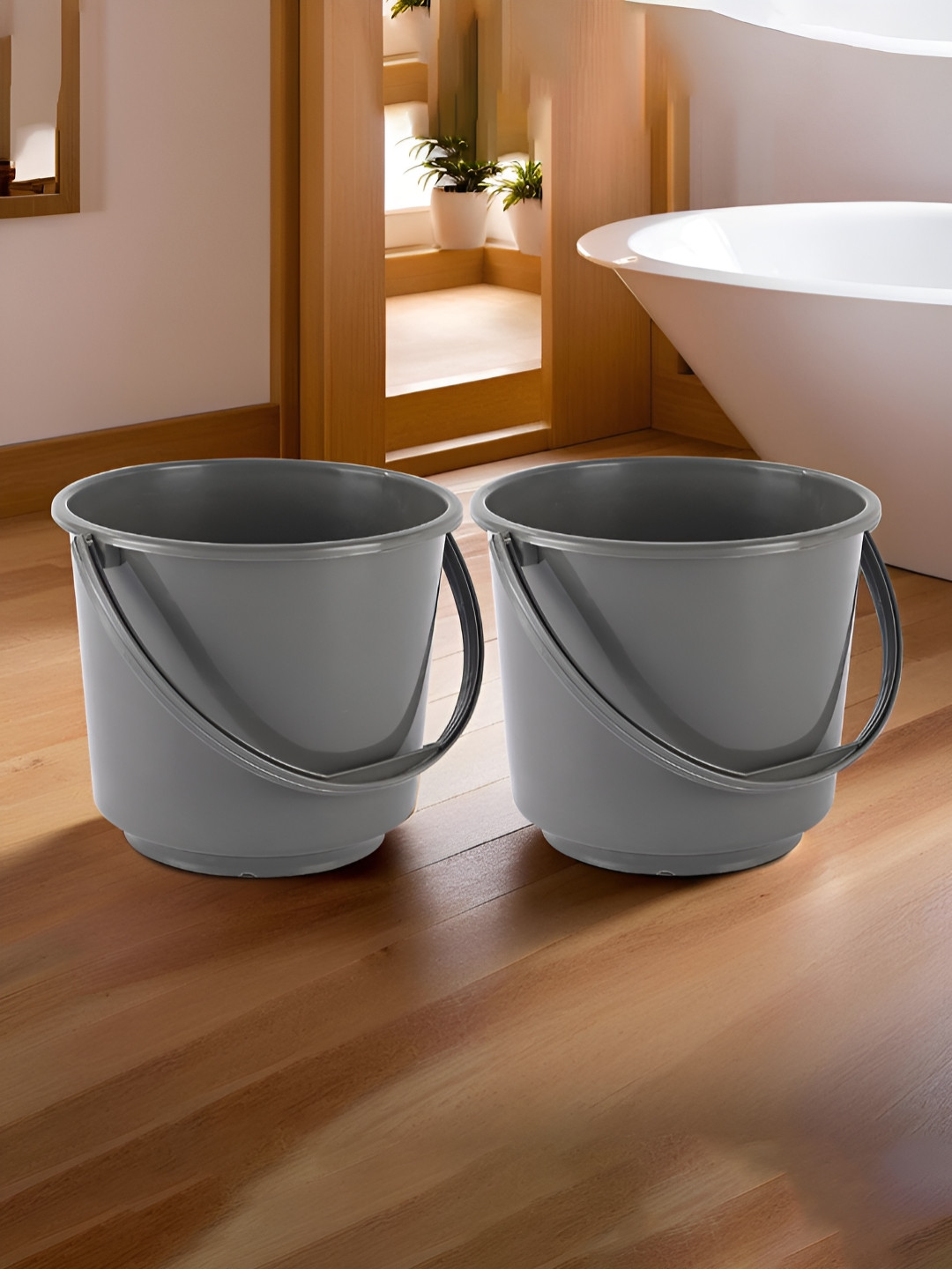 Aura Grey Pack of 2 Multi-Purpose 5 Litre Small Bucket for Mopping Washing Balti