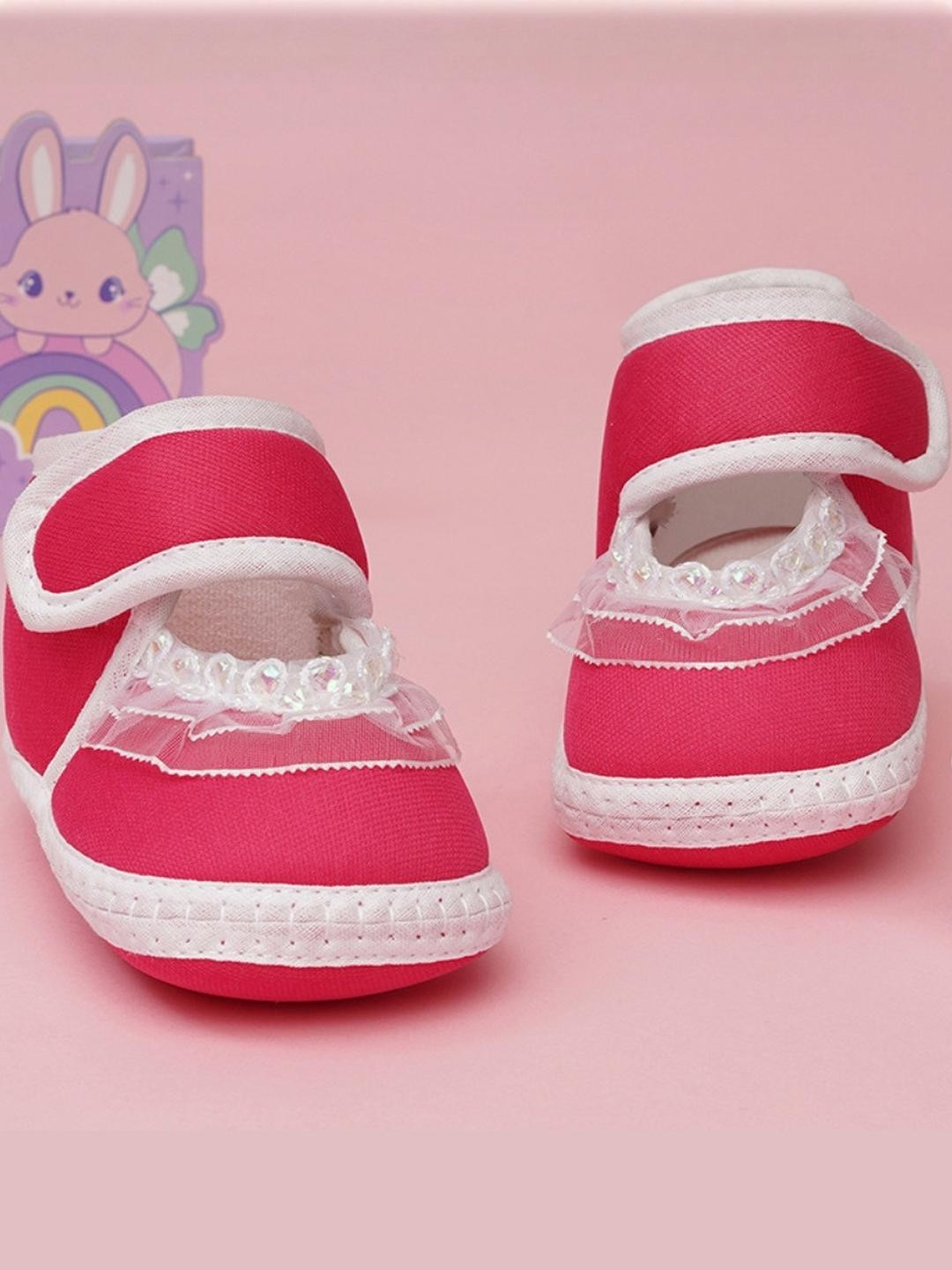 NESKA MODA 6 To 12 Months Baby Girls Cute Soft Cotton Pre-Walker Frill Booties