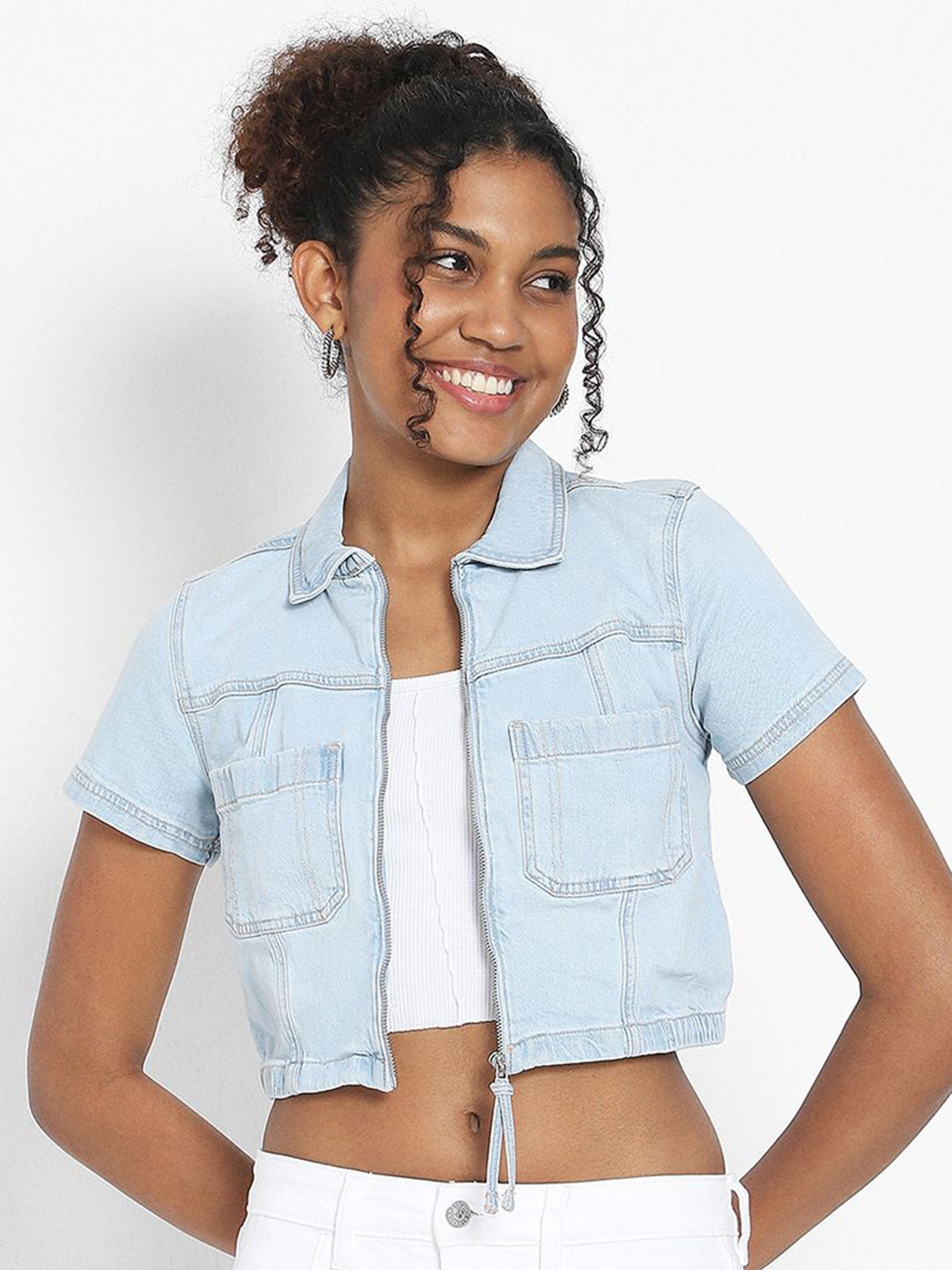 AMERICAN EAGLE OUTFITTERS Women Denim Shirt Style Top