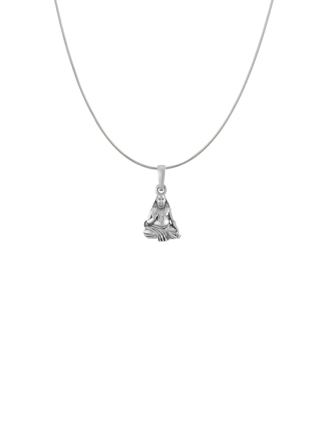 AKSHAT SAPPHIRE 925 Sterling Silver Raghvendra Swamy Pendant With Snake Chain