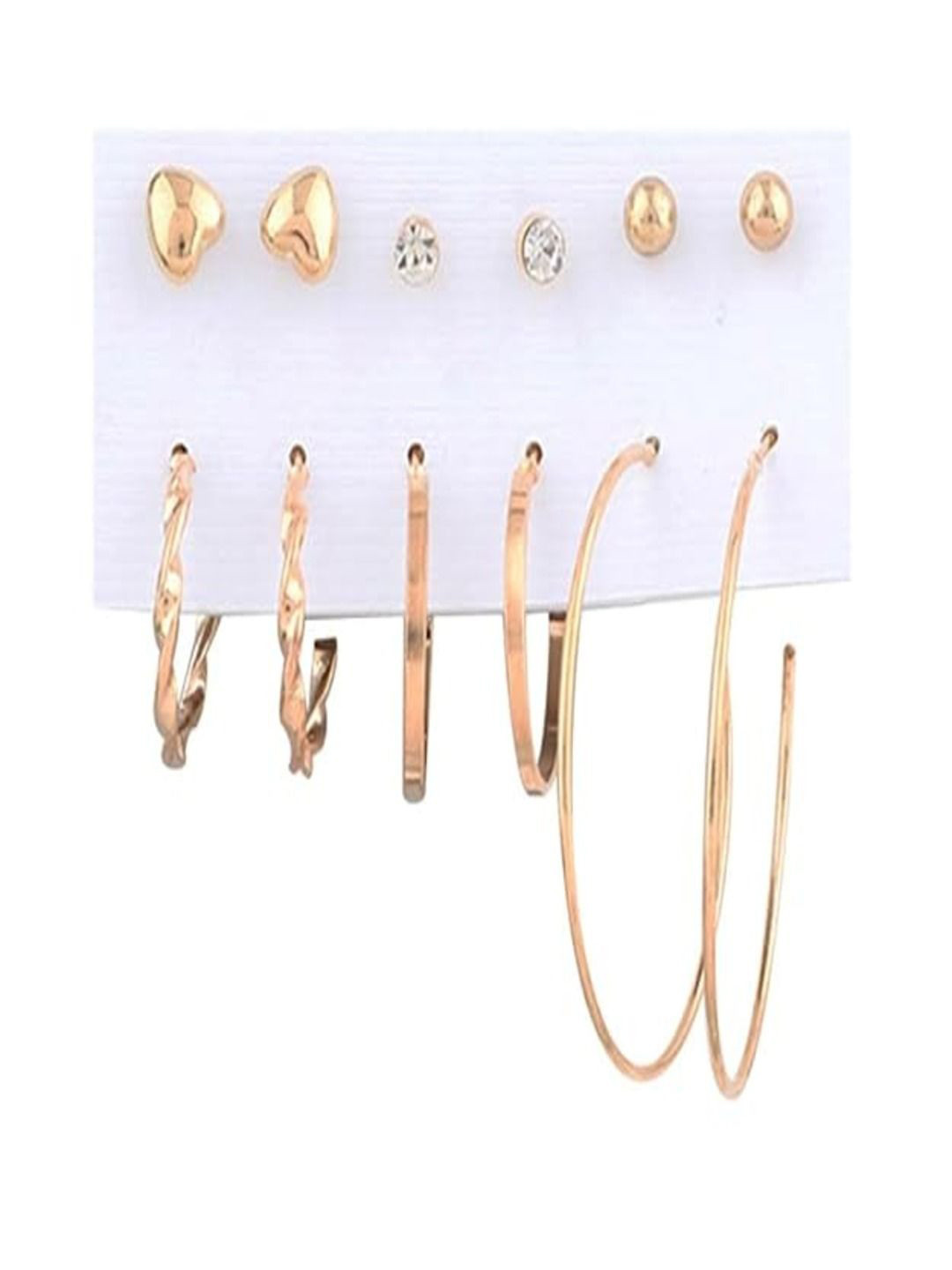 AmazingKarts Set of 6 Gold-Plated Artificial Stone Studded Contemporary Studs