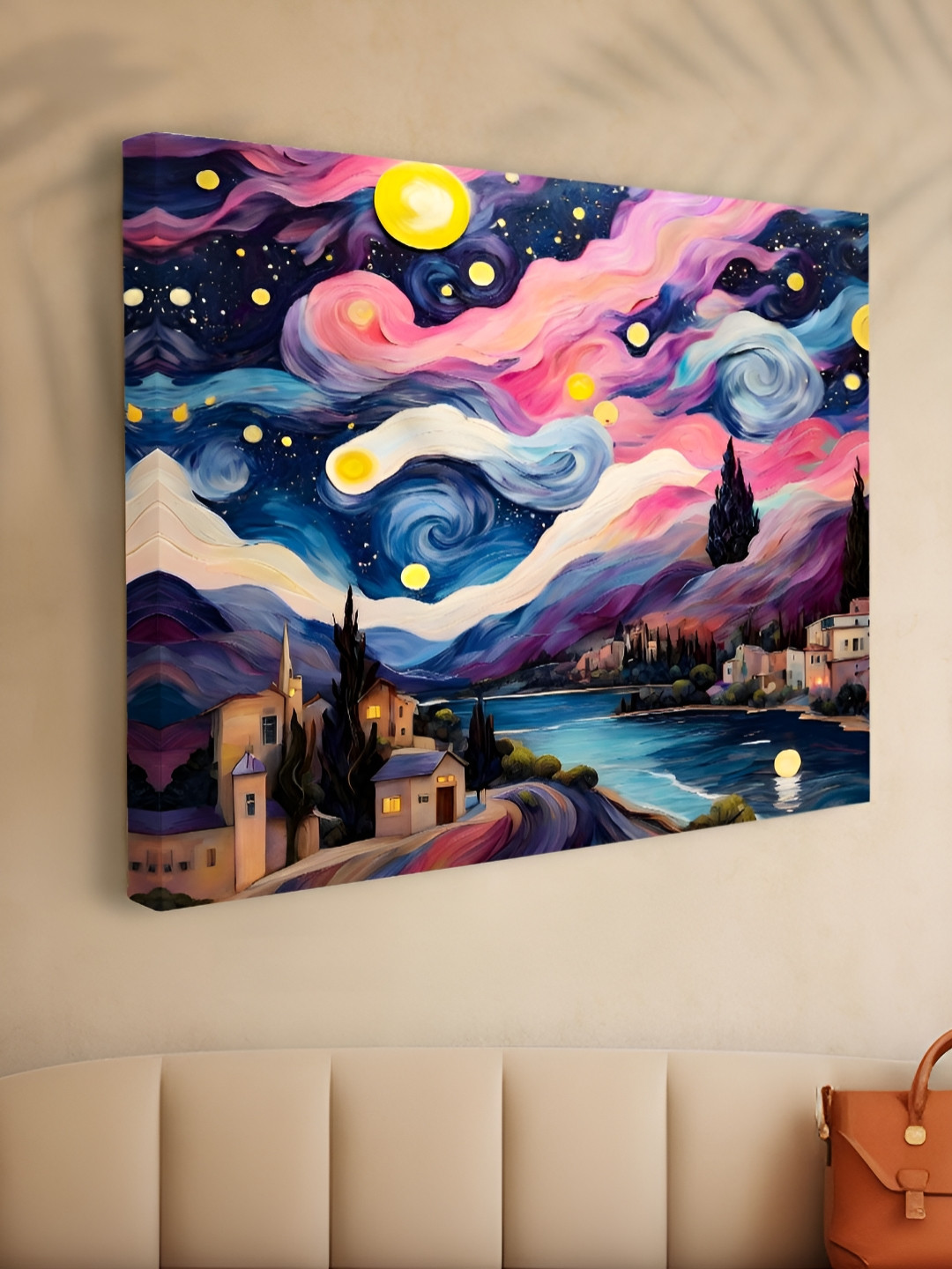 Livin'luxe Blue & Yellow Van Gogh Inspired Starry Fantasy Night Canvas Wall Art