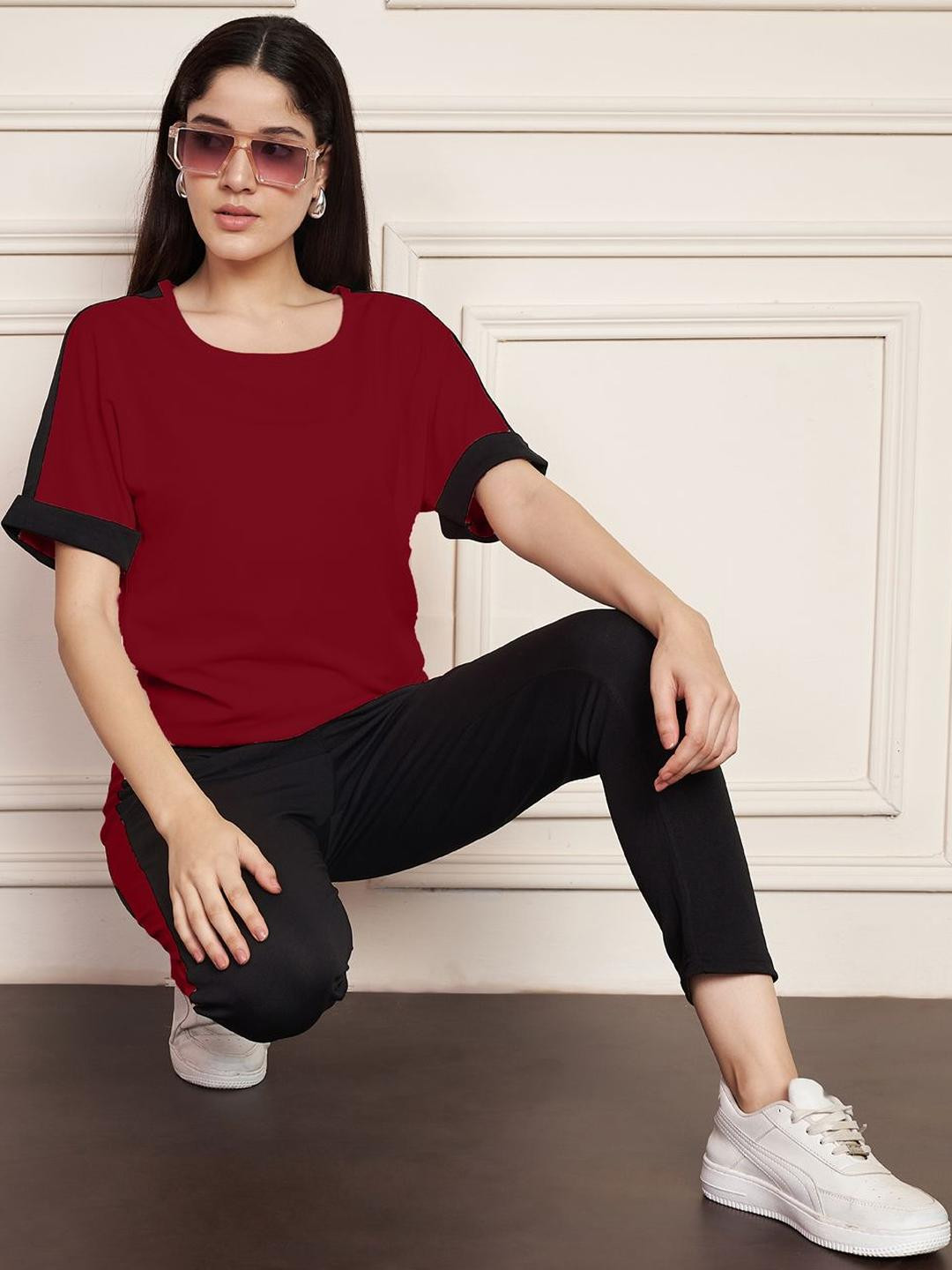 Moda Rapido Women Maroon Polyester Tracksuits