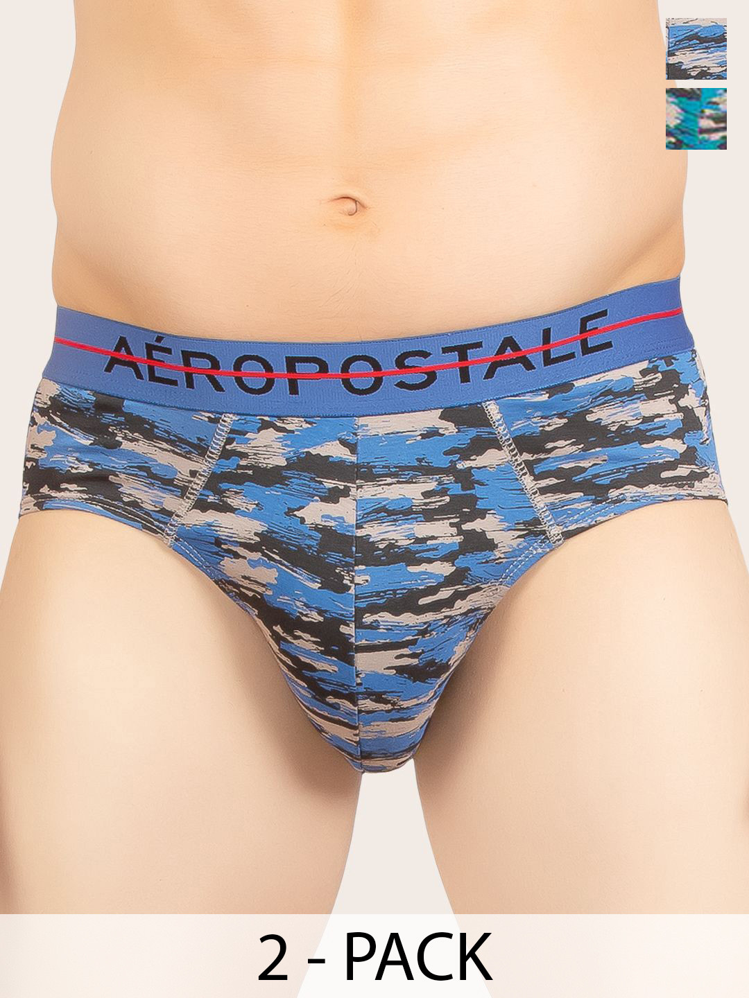 Aeropostale Pack Of 2 Printed Mid-Rise Basic Briefs A_LJABF01-GRBC/GROD