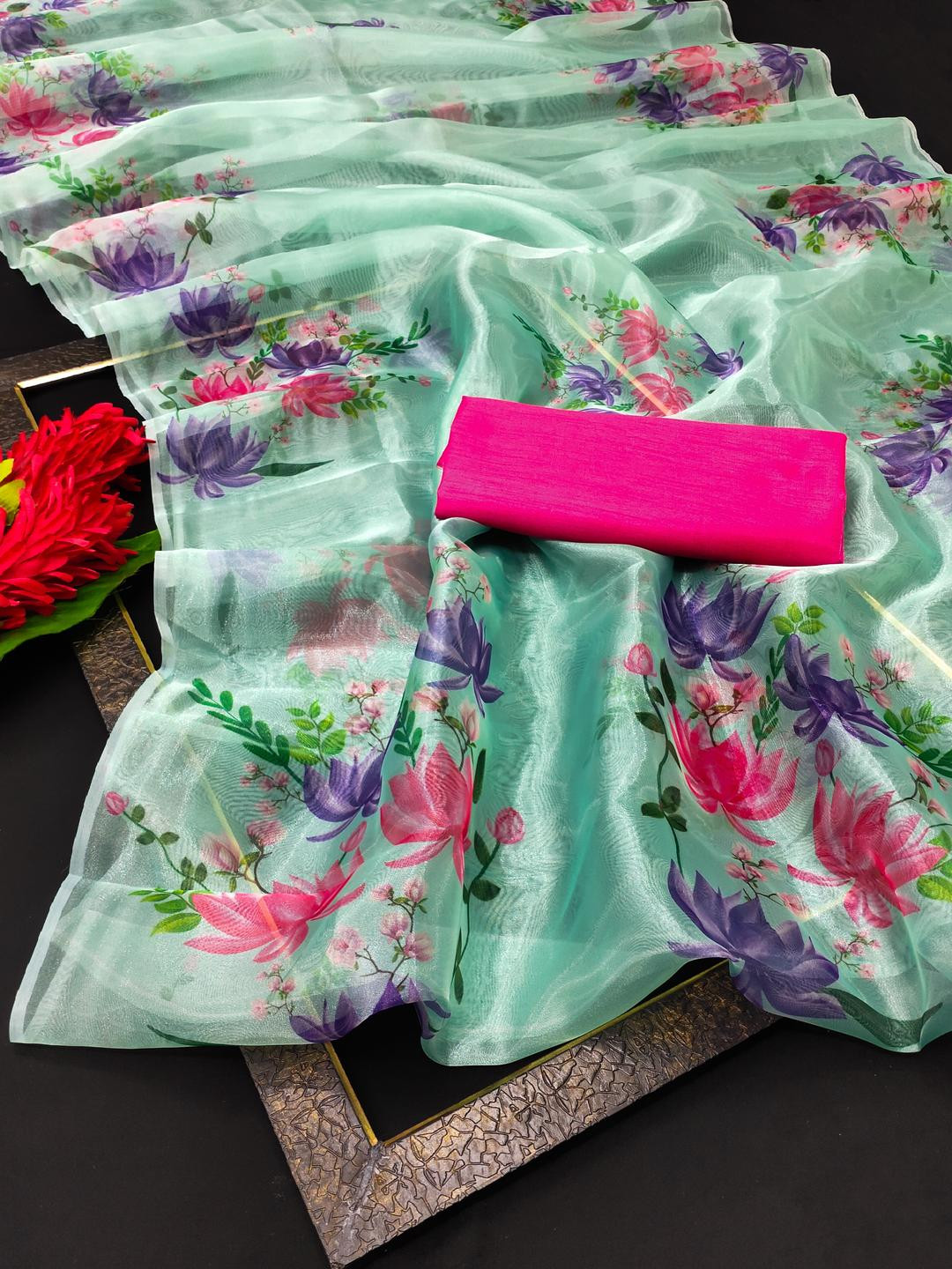 Printed Bollywood Organza Saree