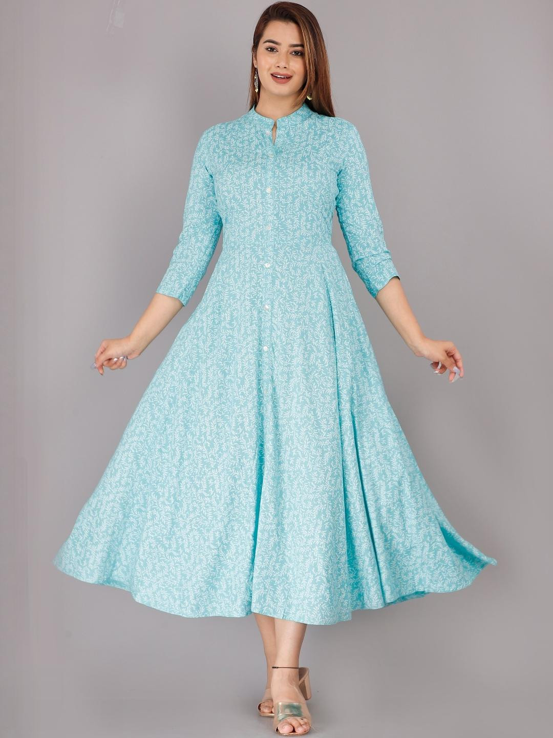 BHAGLI Women Rayon Printed Long Anarkali Kurta