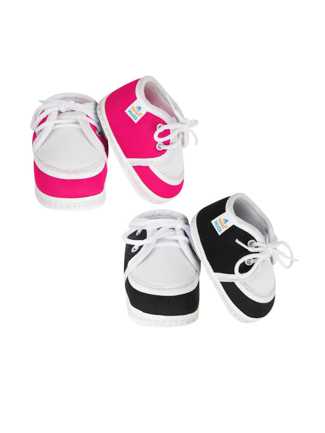 NESKA MODA 6 To 12 Month 2 Pair Newborn Unisex Baby Skin Friendly Soft Cotton Lace Shoe Booties