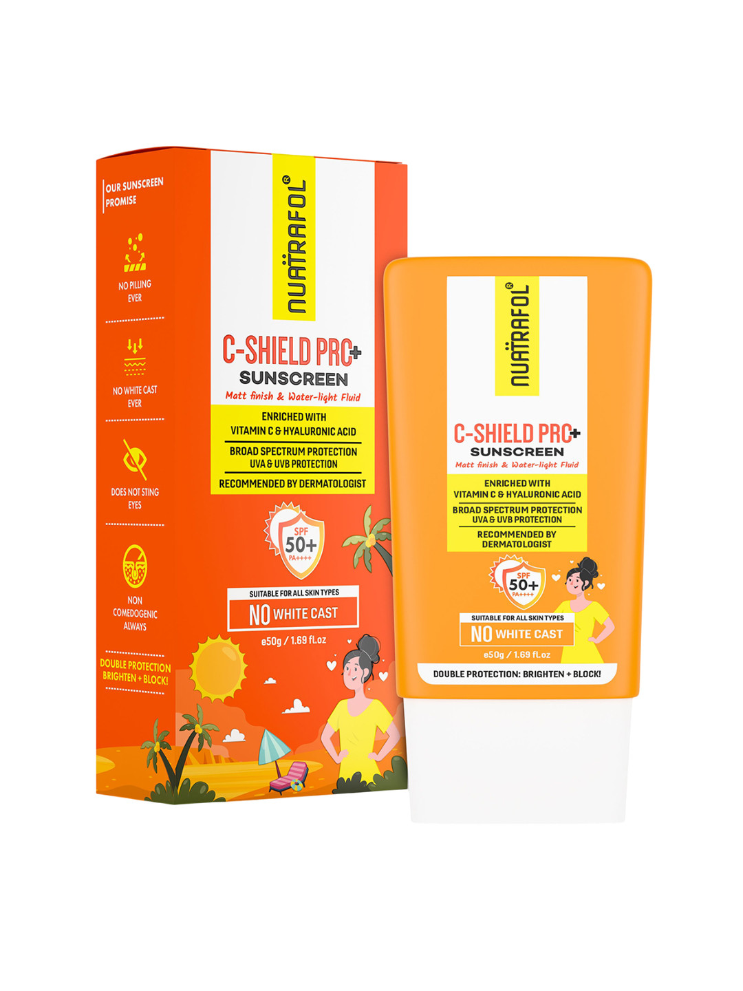 NUATRAFOL C-Shield Pro+ Sunscreen SPF50 PA++++ With Vitamin C - 50 g