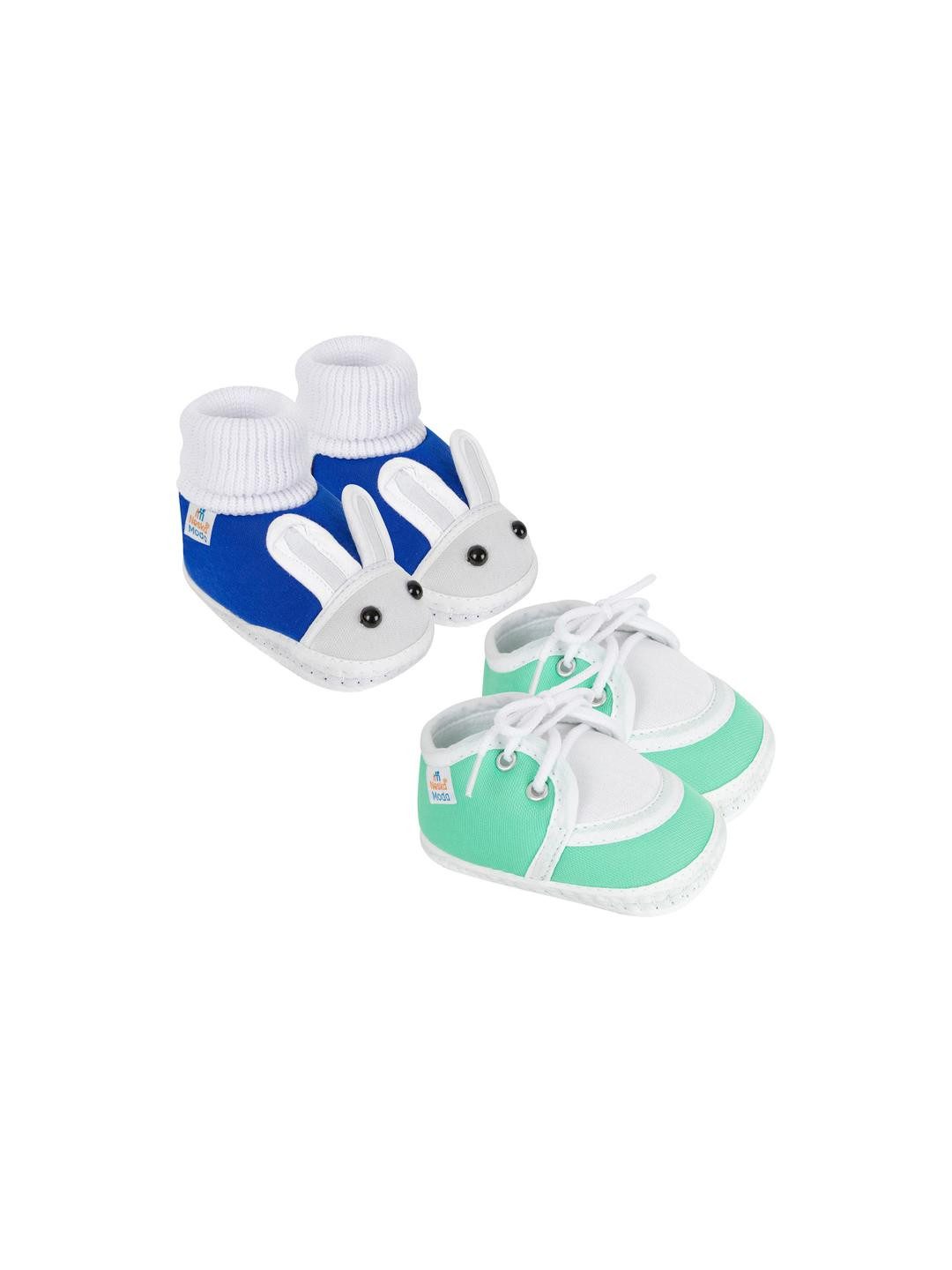 NESKA MODA 0 To 6 Month 2 Pair Set Newborn Baby Unisex Soft Skin-Friendly Cotton Lace Shoes Booties