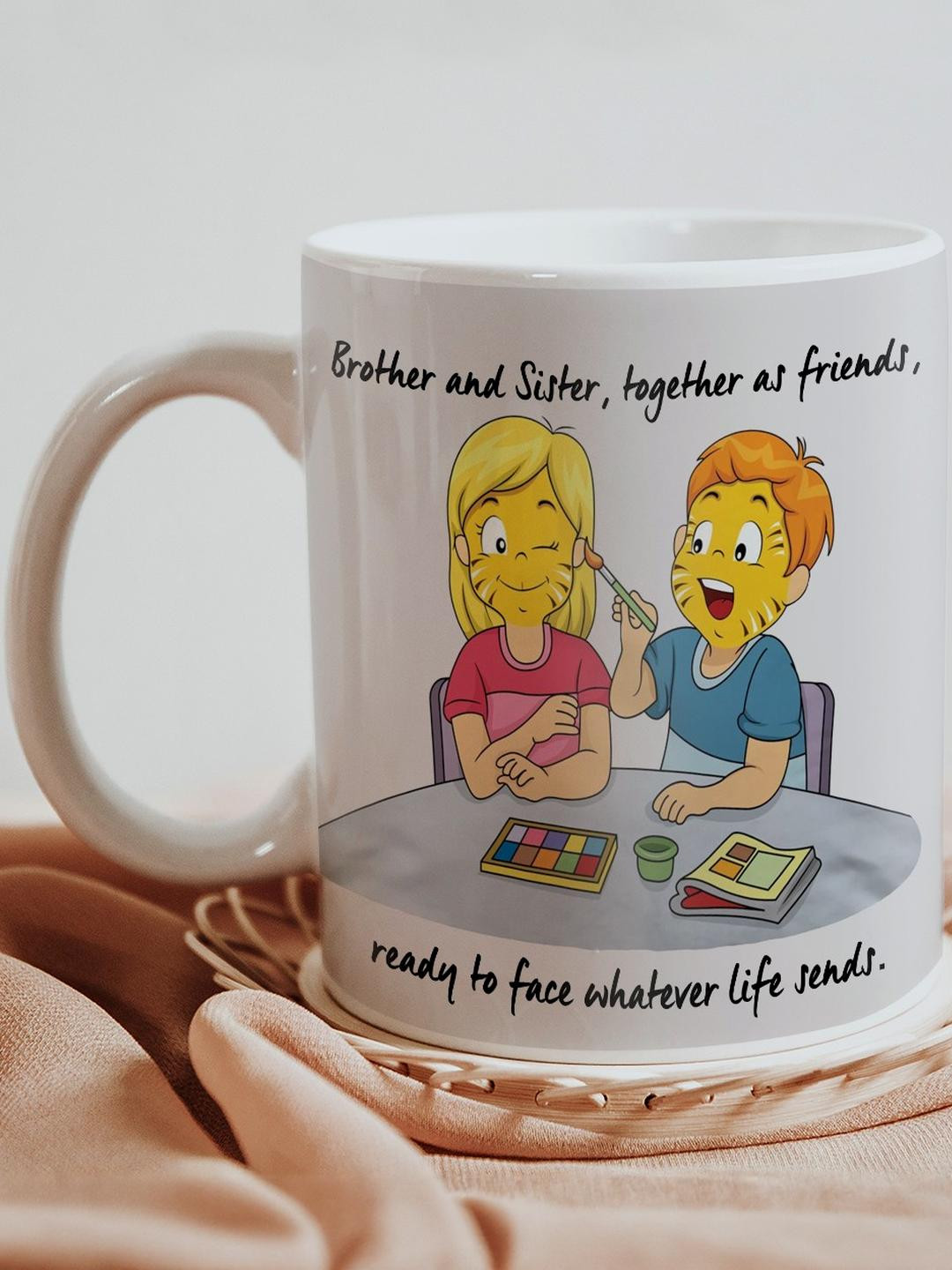 SKYTRENDS Ripple Multicoloured Typography Ceramic Handmade Mug-325ml