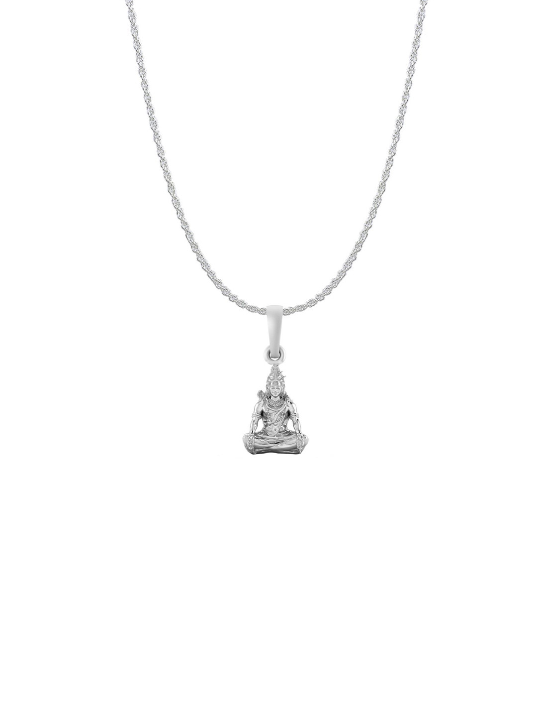 AKSHAT SAPPHIRE 925 Sterling Silver Shiva Pendant With Ropa Chain