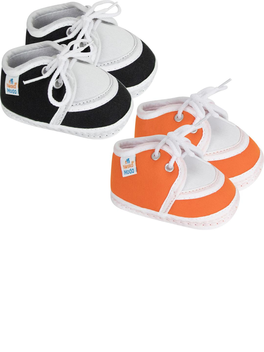 NESKA MODA 3 To 12 Months 2 Pair Newborn Unisex Baby Skin Friendly Soft Cotton Lace Shoe Booties