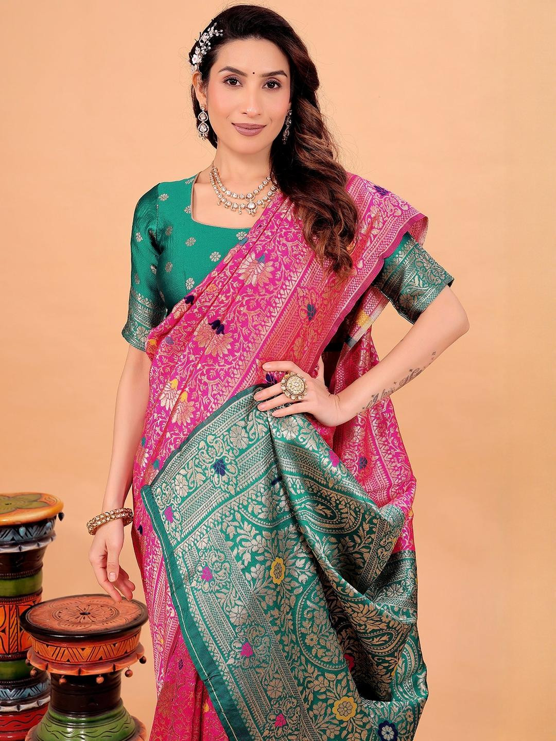 Moda Rapido Woven Design Zari Silk Cotton Kanjeevaram Saree