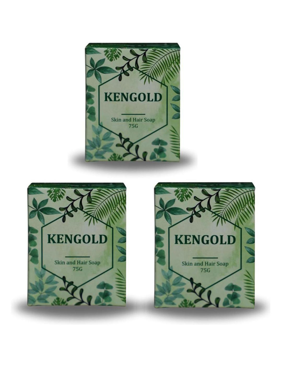 KENGOLD Set Of 3 Skin & Hair Soap With Aloevera For Refreshment - 75 g Each