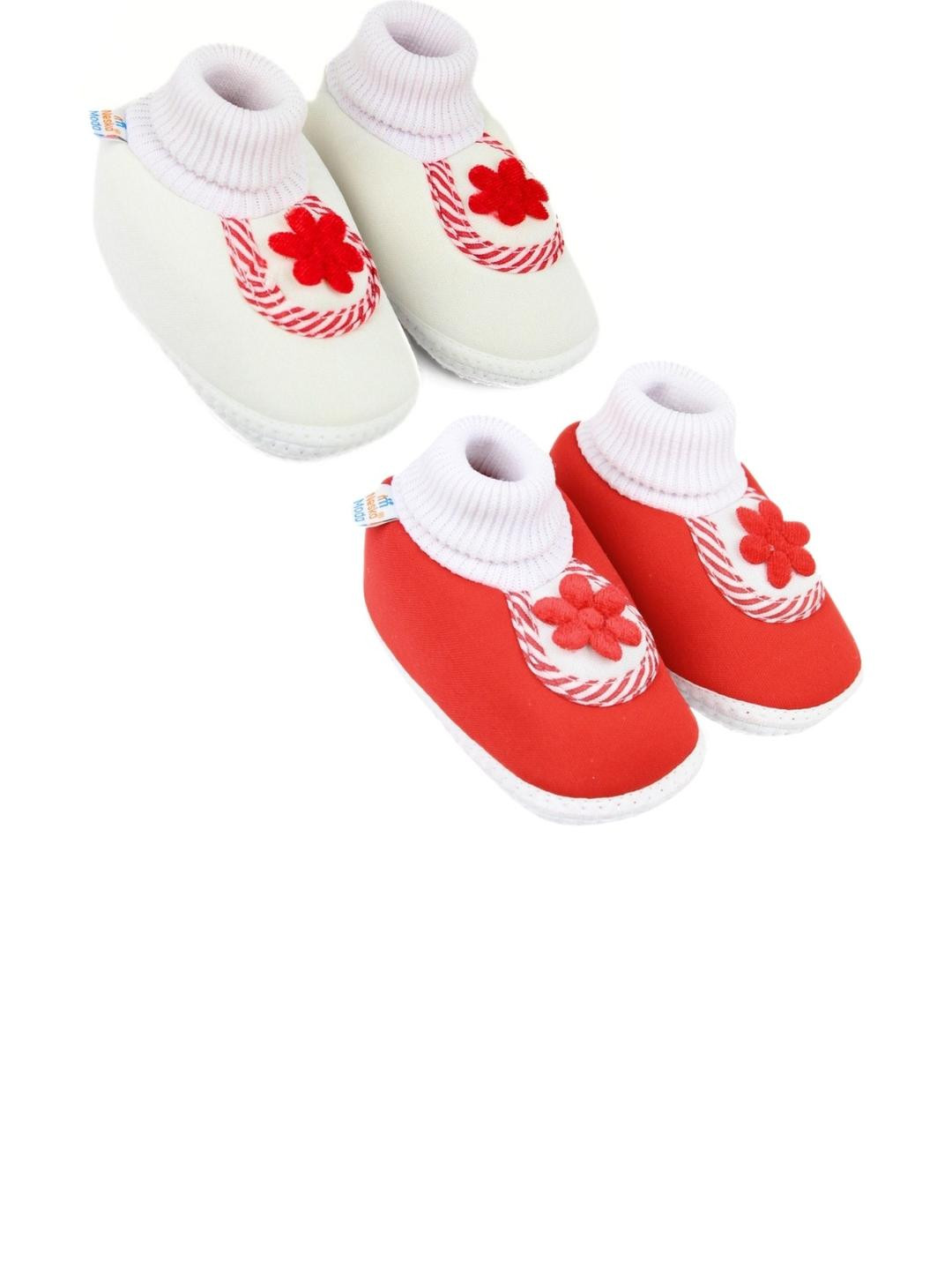 NESKA MODA 6 To 12 Months Infants Set of 2 Pair Cotton Slip-On Shoes/ Booties