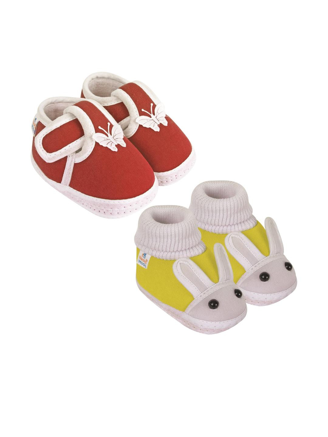 NESKA MODA 3 To 12 Months Infants Pack of 2 Pair Cute Soft Cotton Pre-Walker Booties