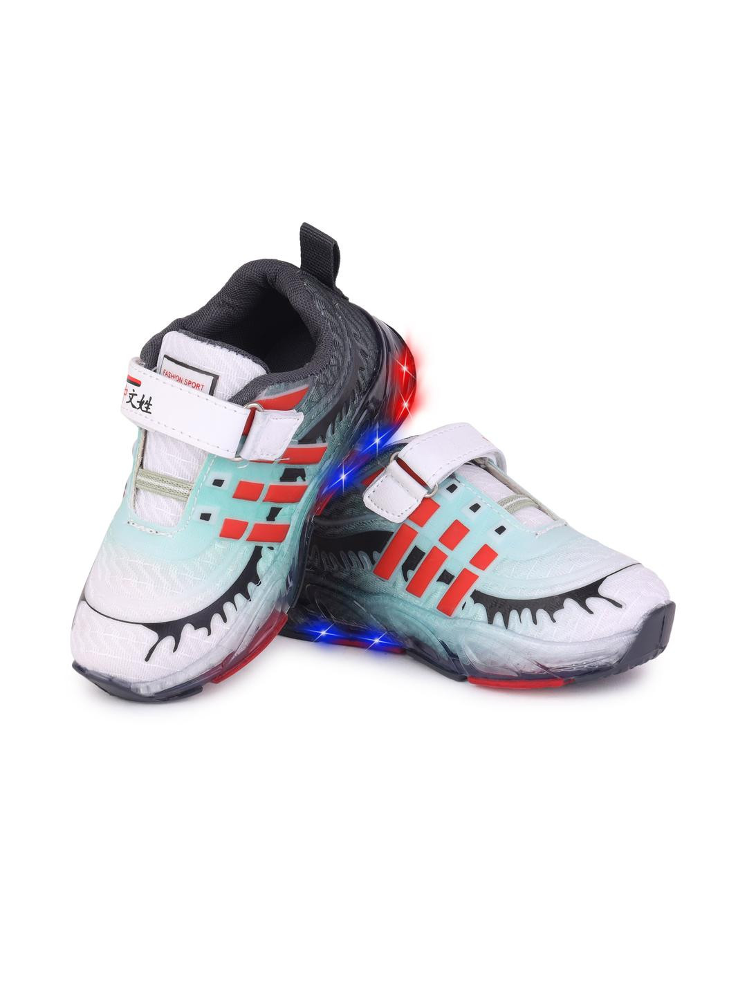 PENNEN Boys LED Round Toe Printed Sneakers