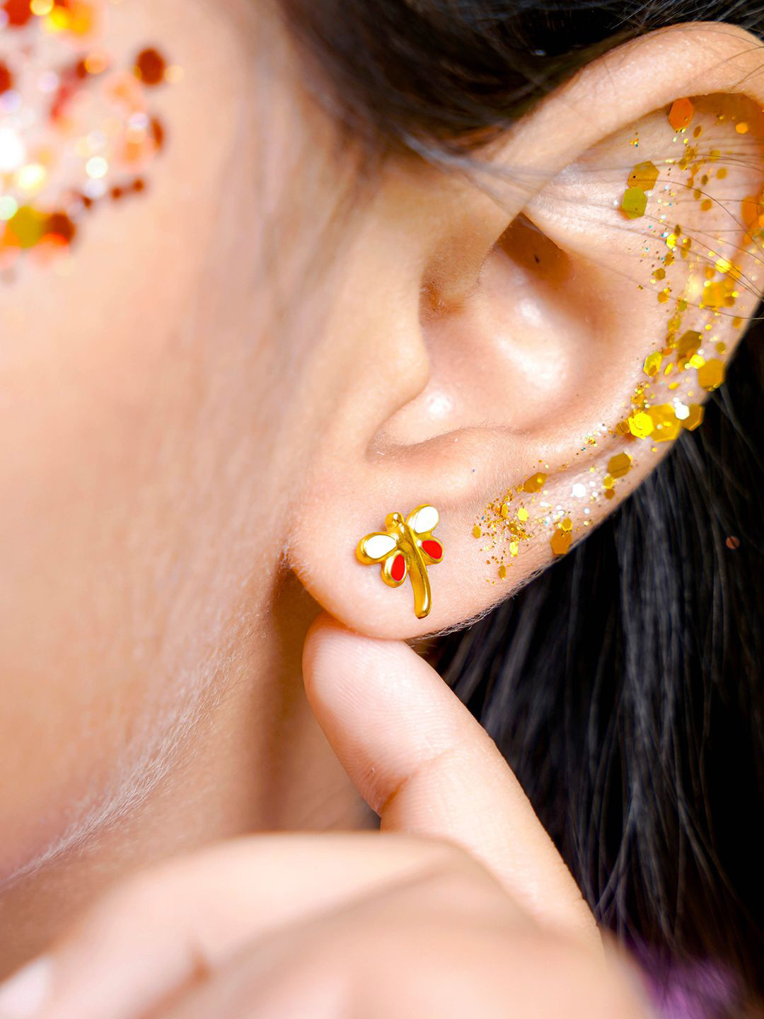 SWASHAA Girls Dragonfly 18K Gold Plated Studs Earrings