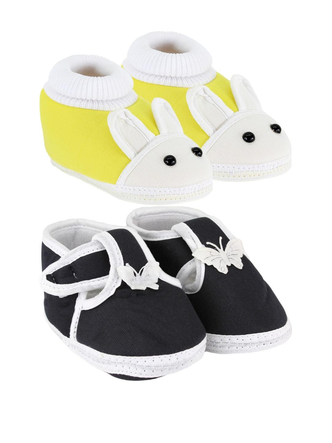 NESKA MODA 0 To 12 Months Cotton Booty 2 Pair Newborn Baby Boys & Girls Skin Friendly Soft Booties