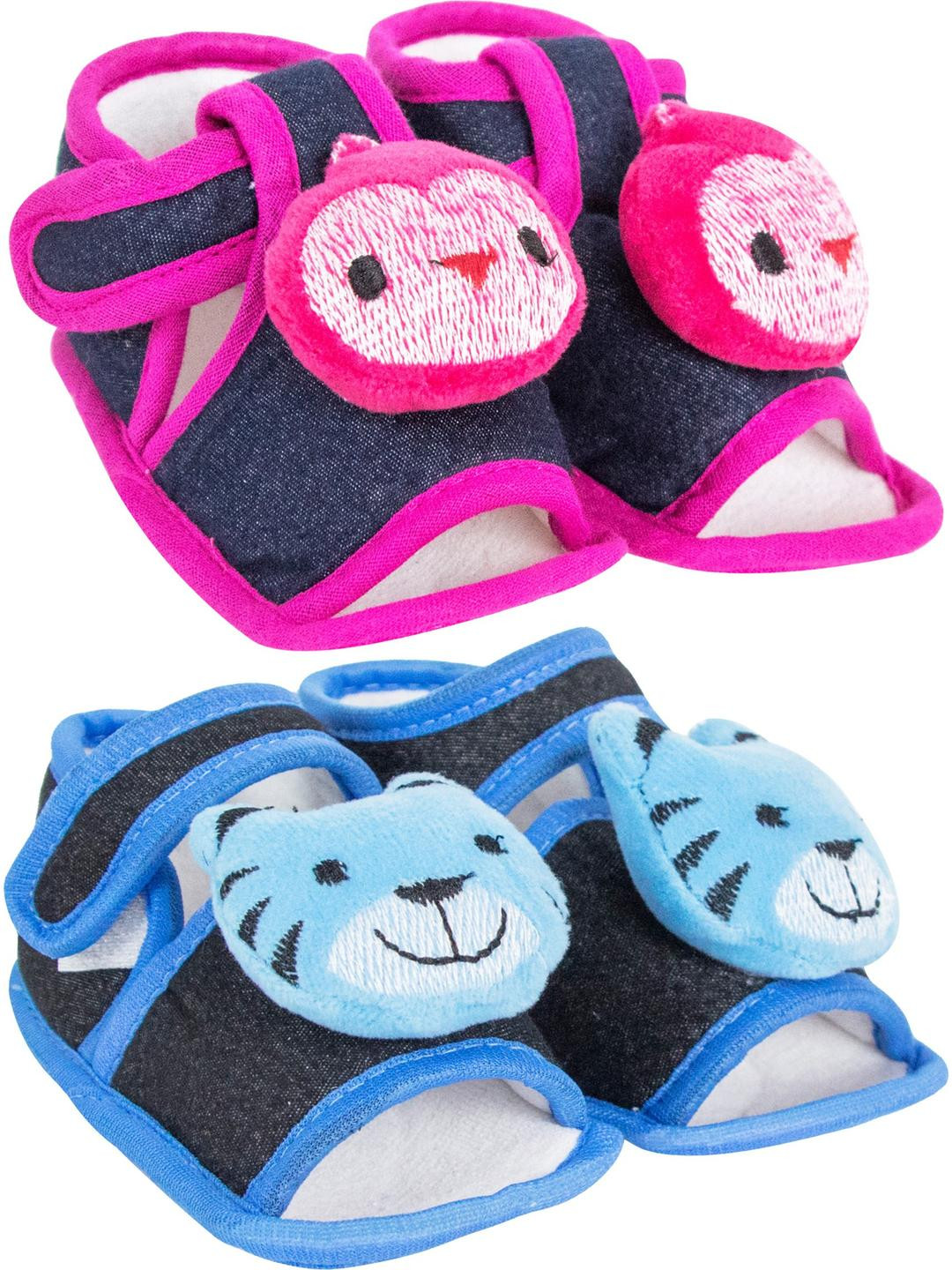 NESKA MODA Set of 2 Pair 6 To 12 Months Baby Boys & Girls Denim Cotton Baby Sandal Booties