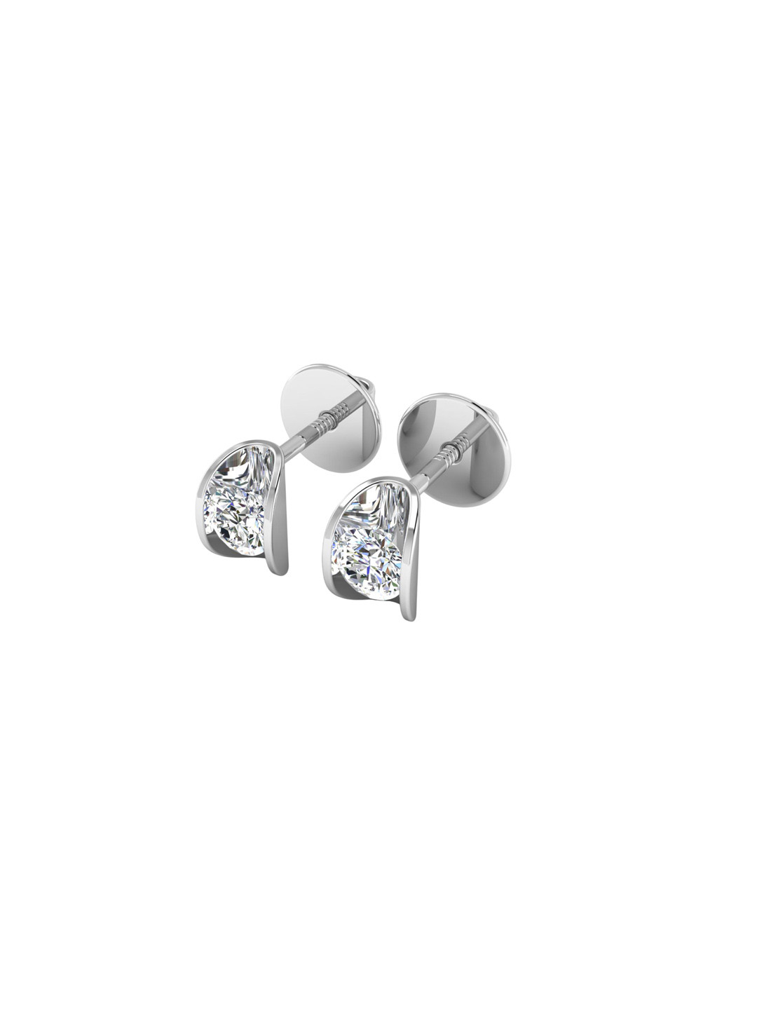 SHINE ETERNAL 14 Kt White Gold Lab Grown Diamond Curved Radiance Studs Earrings