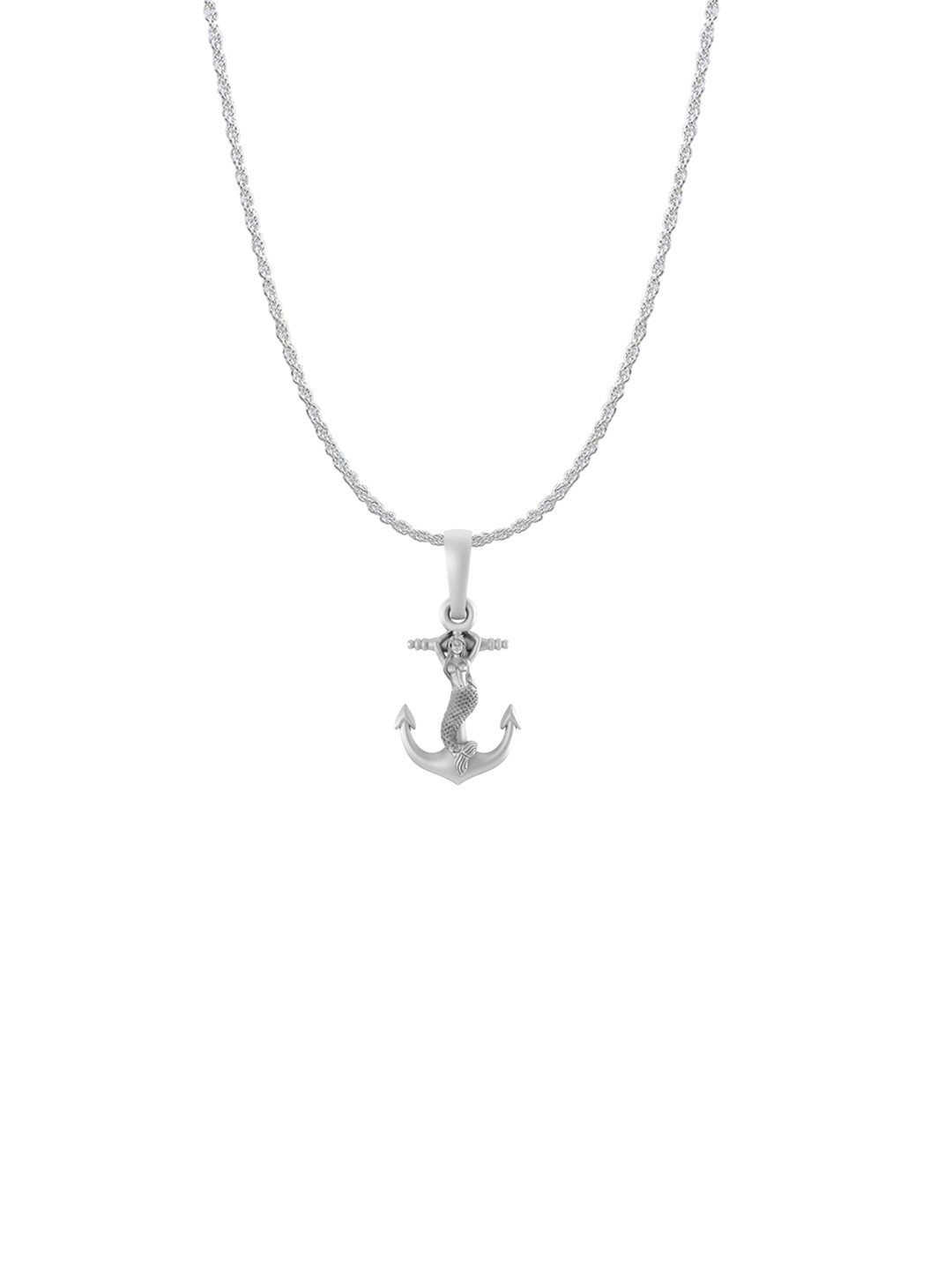 AKSHAT SAPPHIRE 92.5 Sterling Silver Contemporary Anchor Pendant with Rope Chain